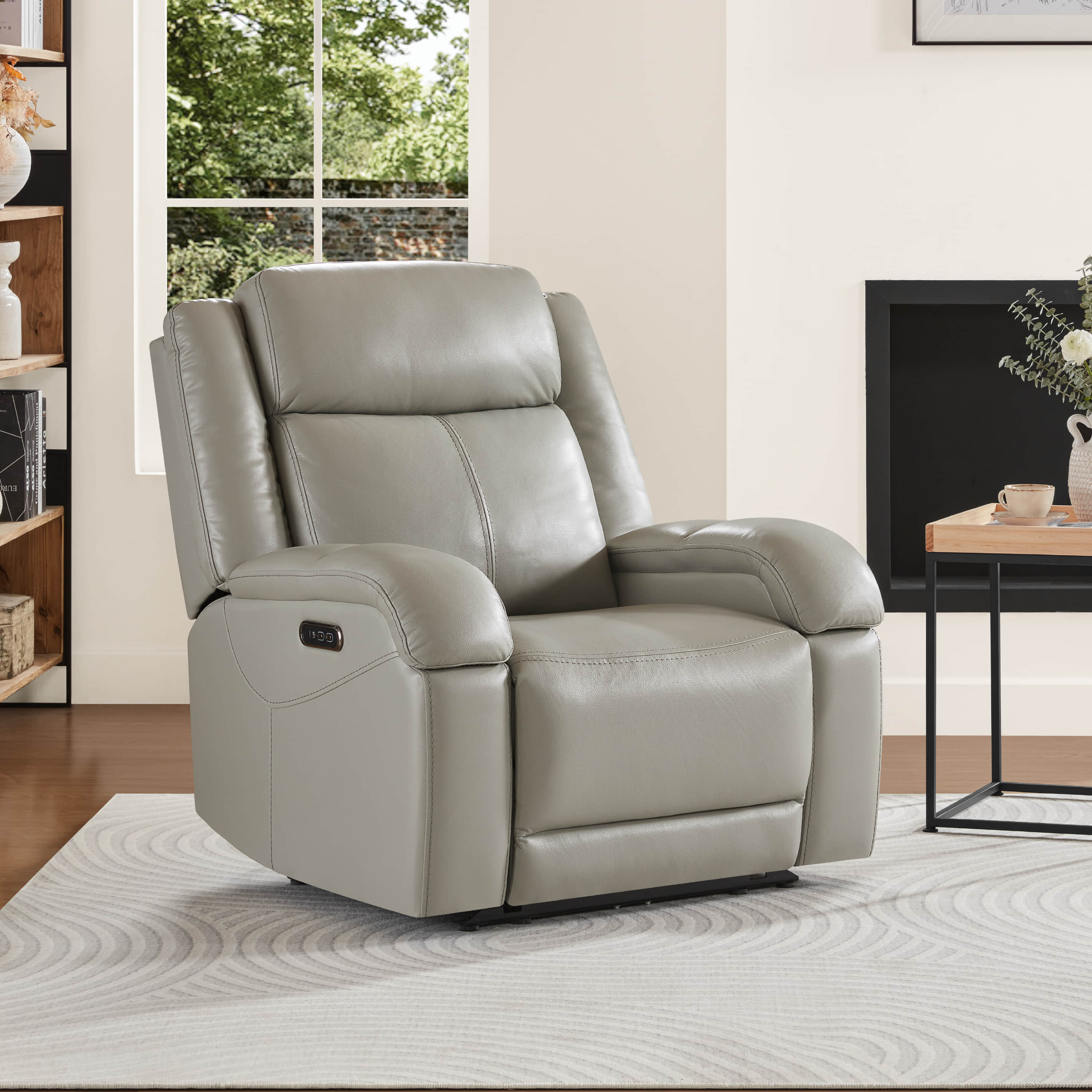 Isaac Genuine Leather Wall Hugger Power Recliner with Power Headrest - Image 58