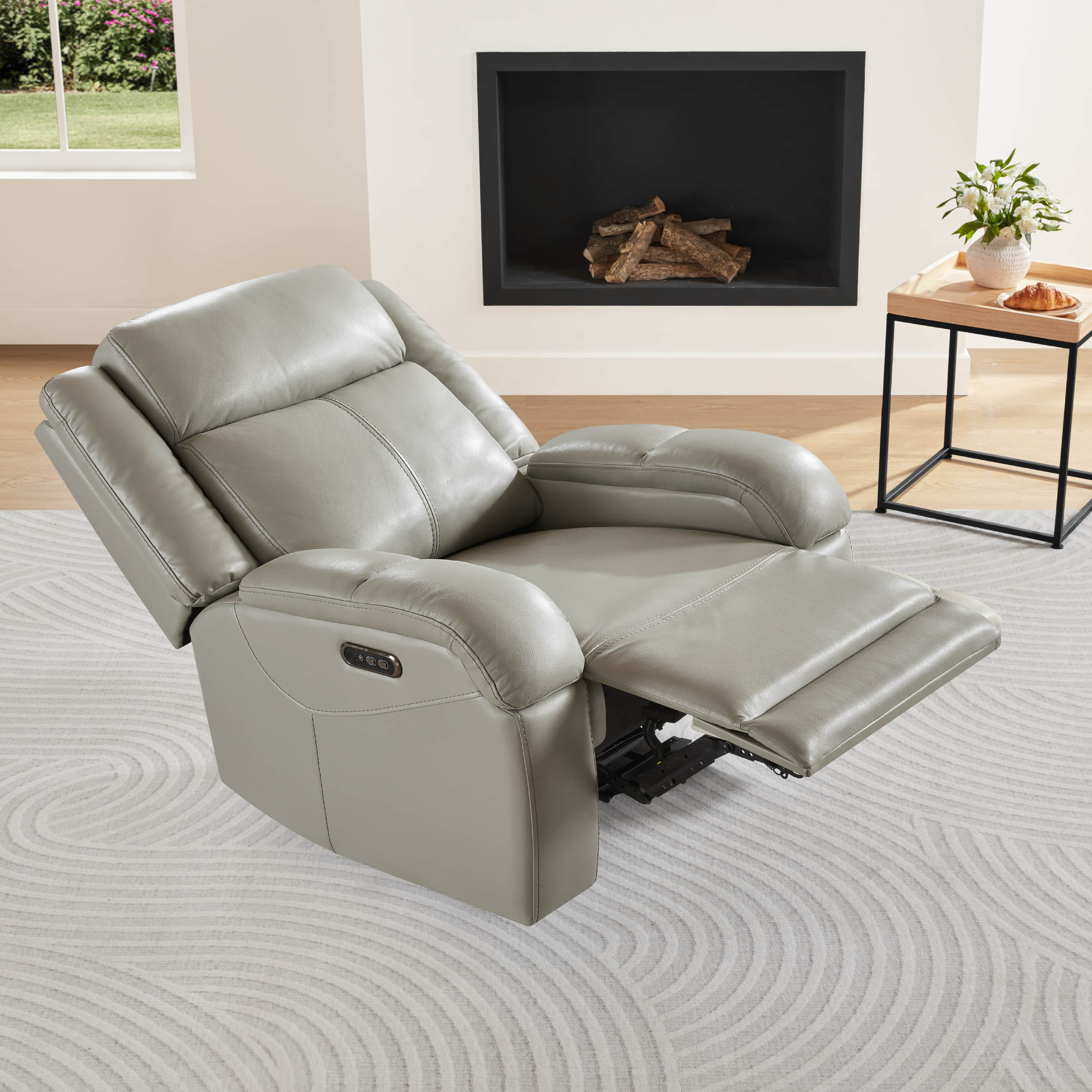 Isaac Genuine Leather Wall Hugger Power Recliner with Power Headrest - Image 63