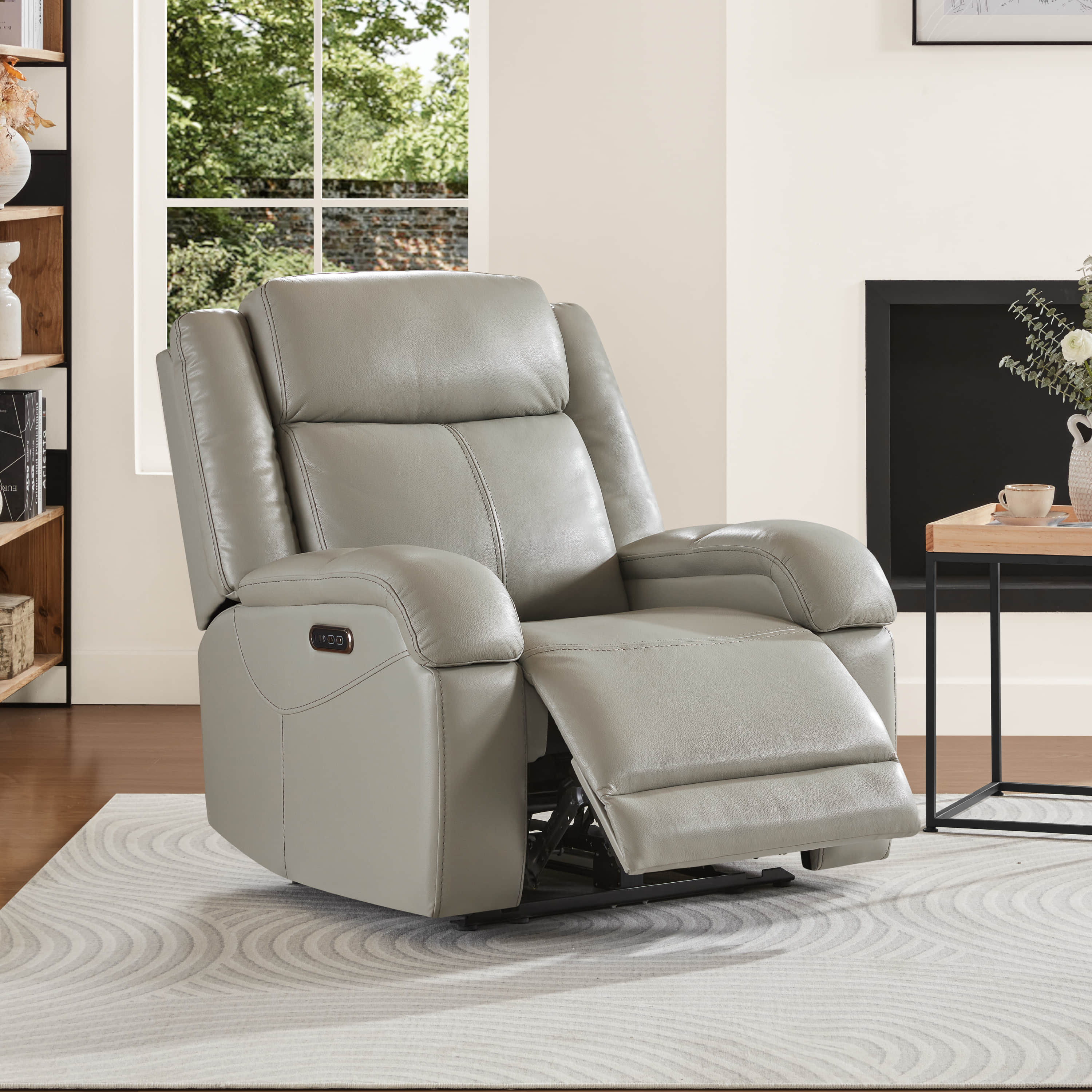 Isaac Genuine Leather Wall Hugger Power Recliner with Power Headrest - Image 64