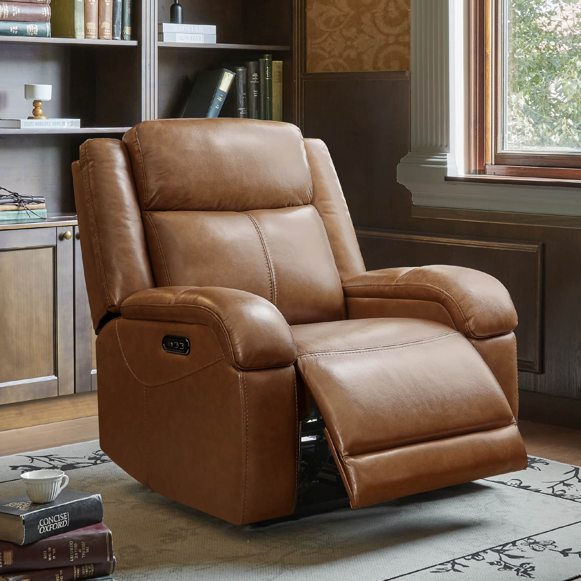 Isaac Genuine Leather Wall Hugger Power Recliner with Power Headrest - Image 7