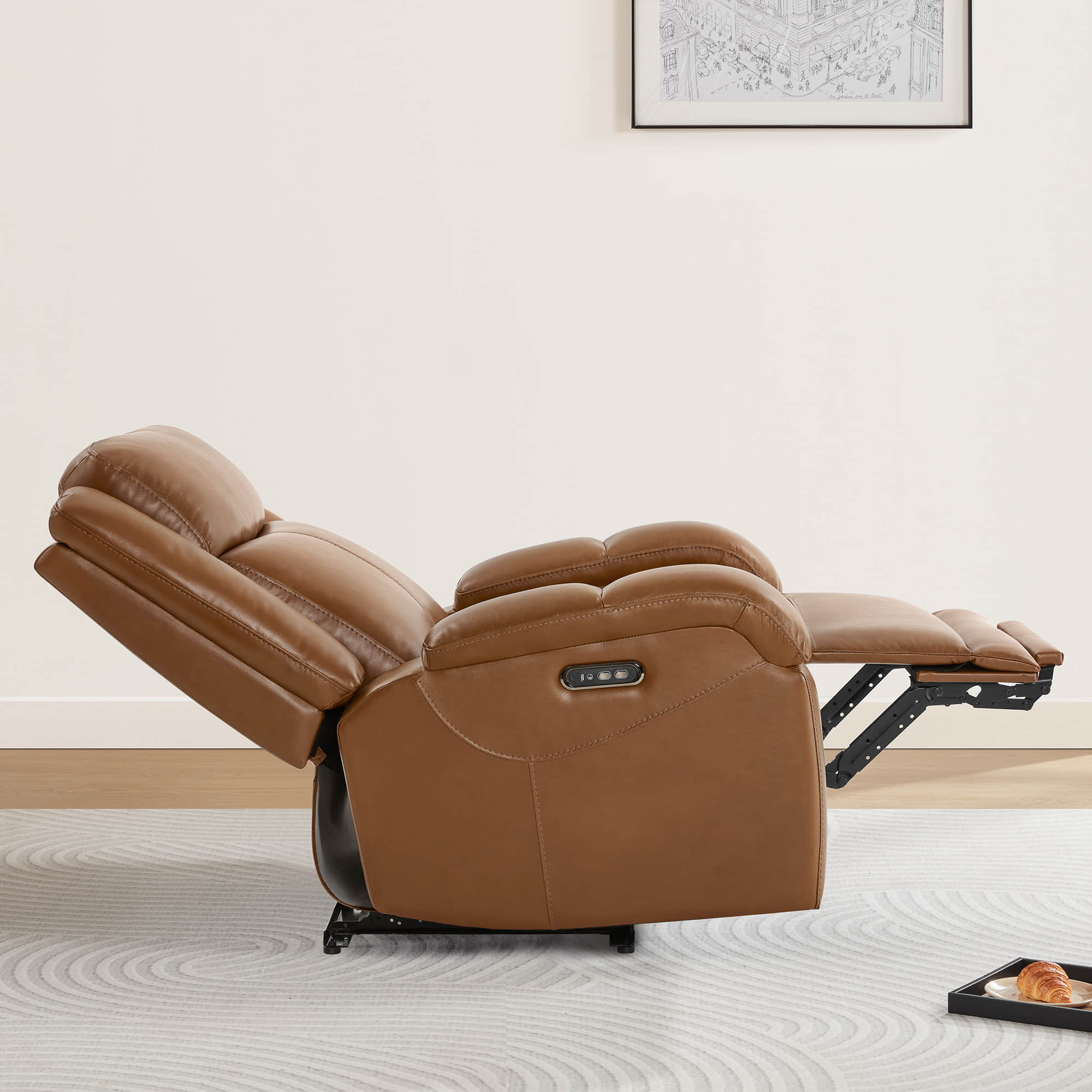 Isaac Genuine Leather Wall Hugger Power Recliner with Power Headrest - Image 73