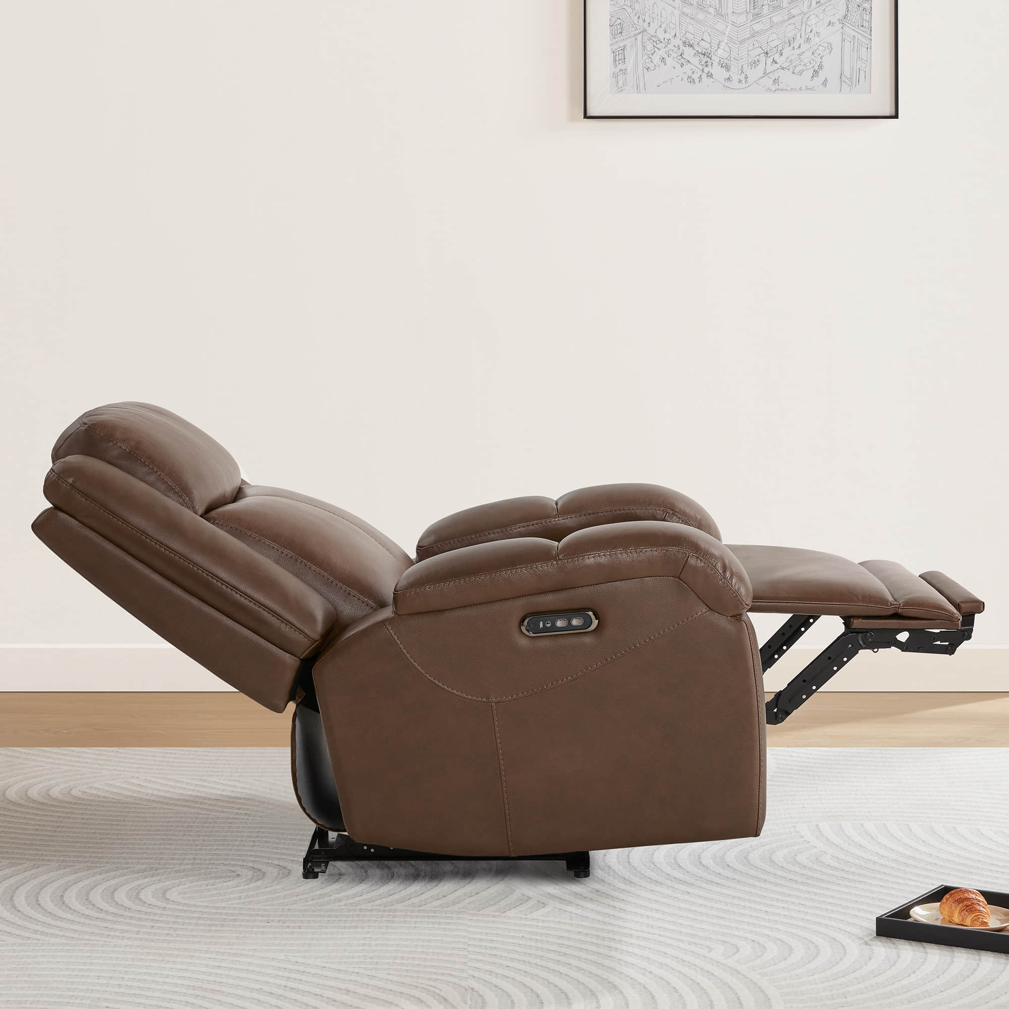 Isaac Genuine Leather Wall Hugger Power Recliner with Power Headrest - Image 75