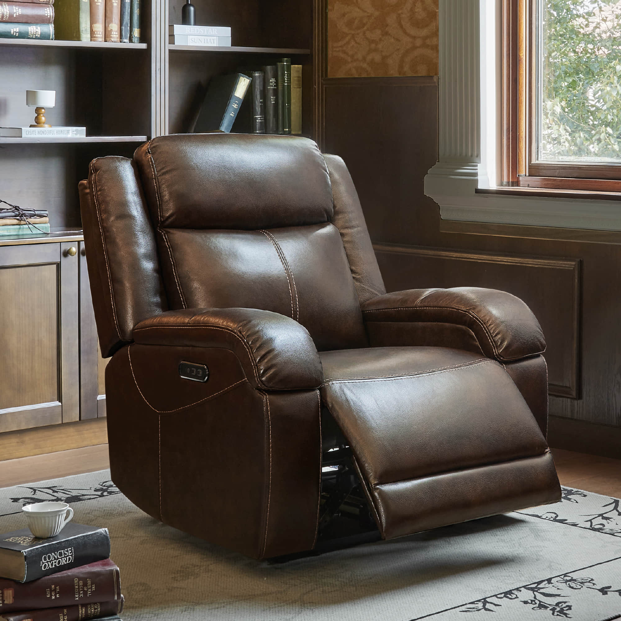 Isaac Genuine Leather Wall Hugger Power Recliner with Power Headrest - Image 8