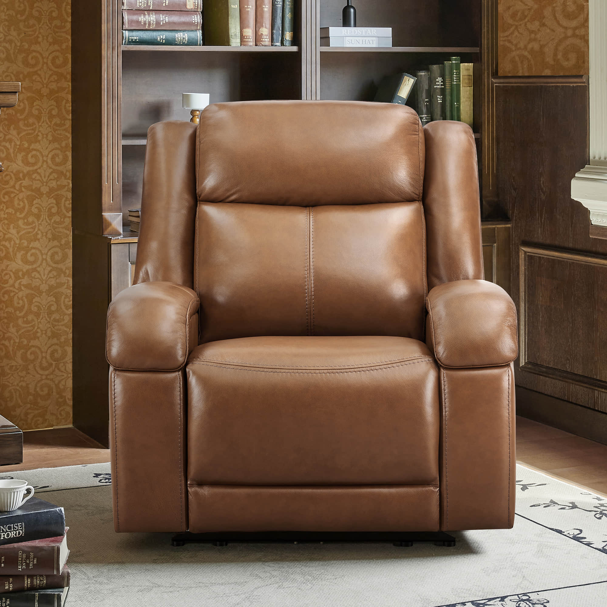 Isaac Genuine Leather Wall Hugger Power Recliner with Power Headrest - Image 84
