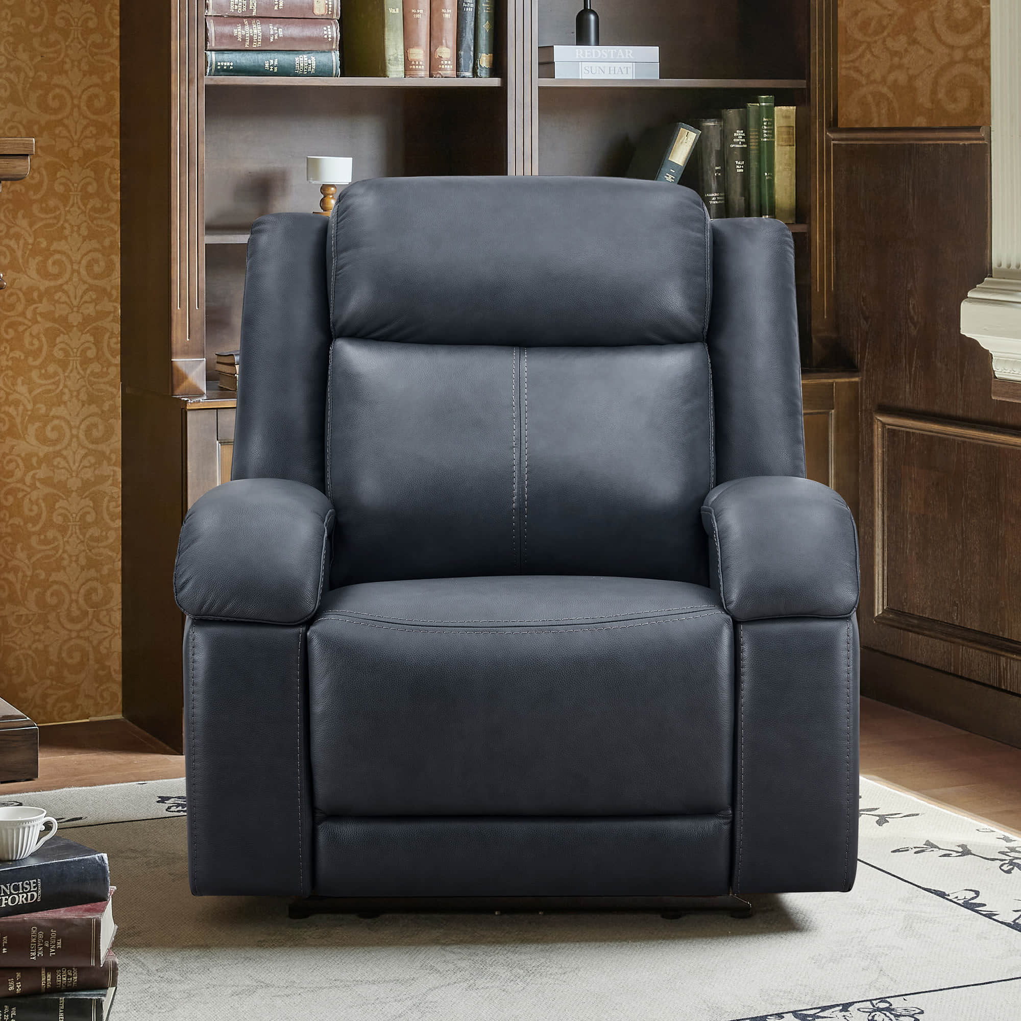Isaac Genuine Leather Wall Hugger Power Recliner with Power Headrest - Image 97