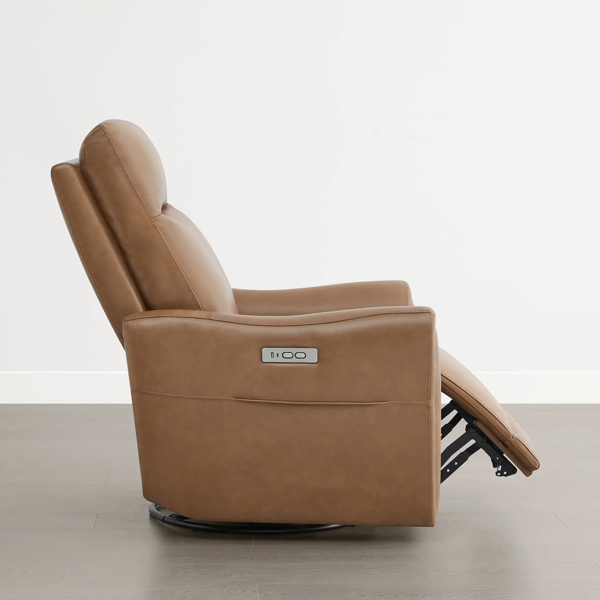 James Modern Genuine Leather Power Swivel Glider Recliner - Image 14