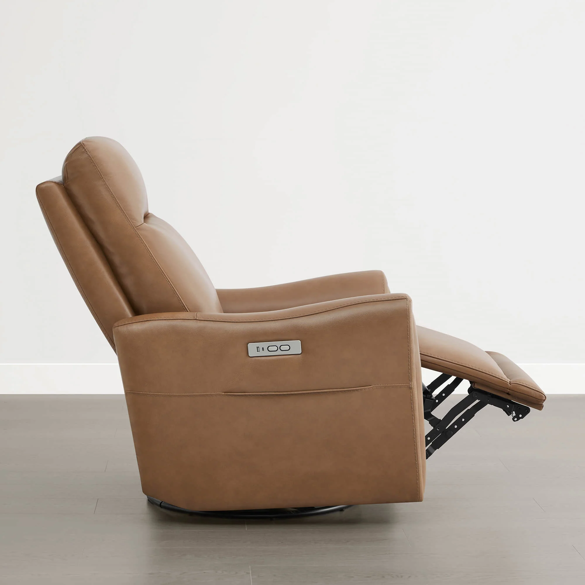 James Modern Genuine Leather Power Swivel Glider Recliner - Image 15