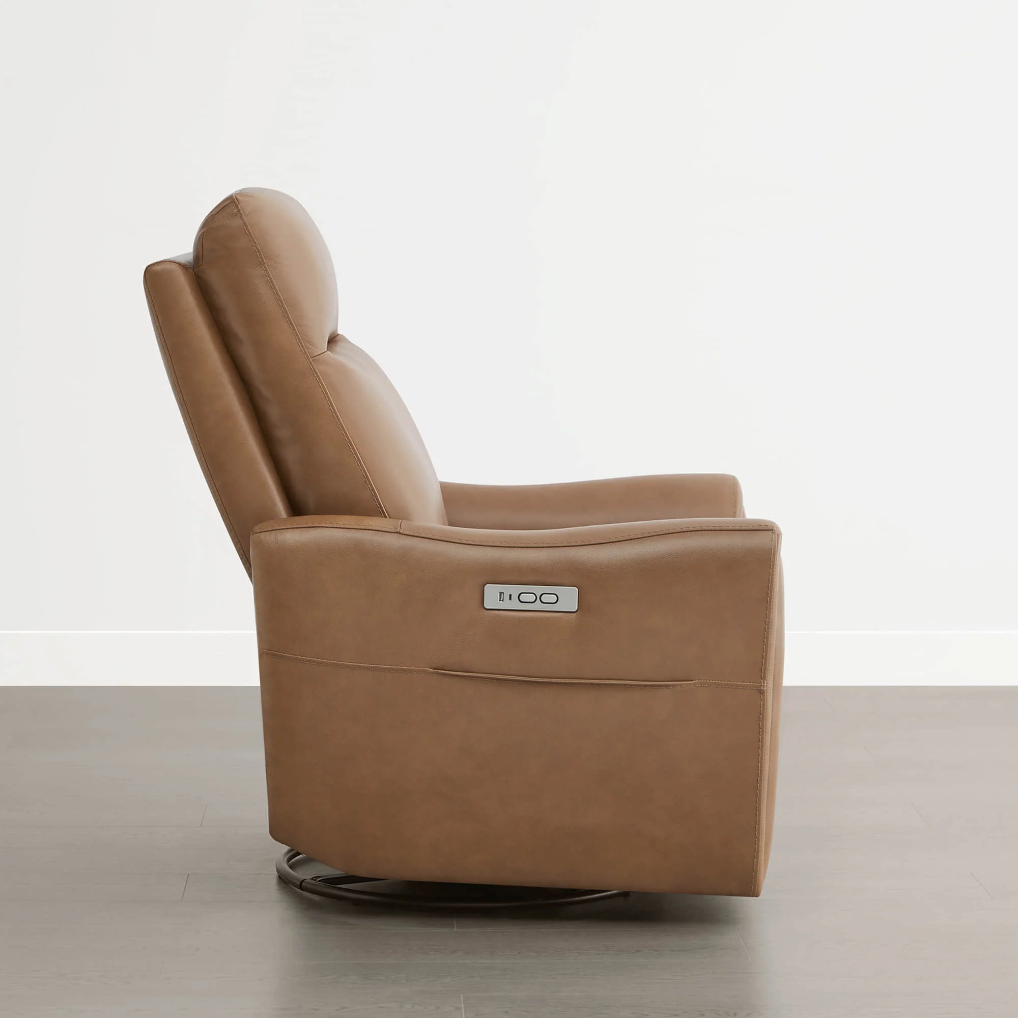 James Modern Genuine Leather Power Swivel Glider Recliner - Image 20