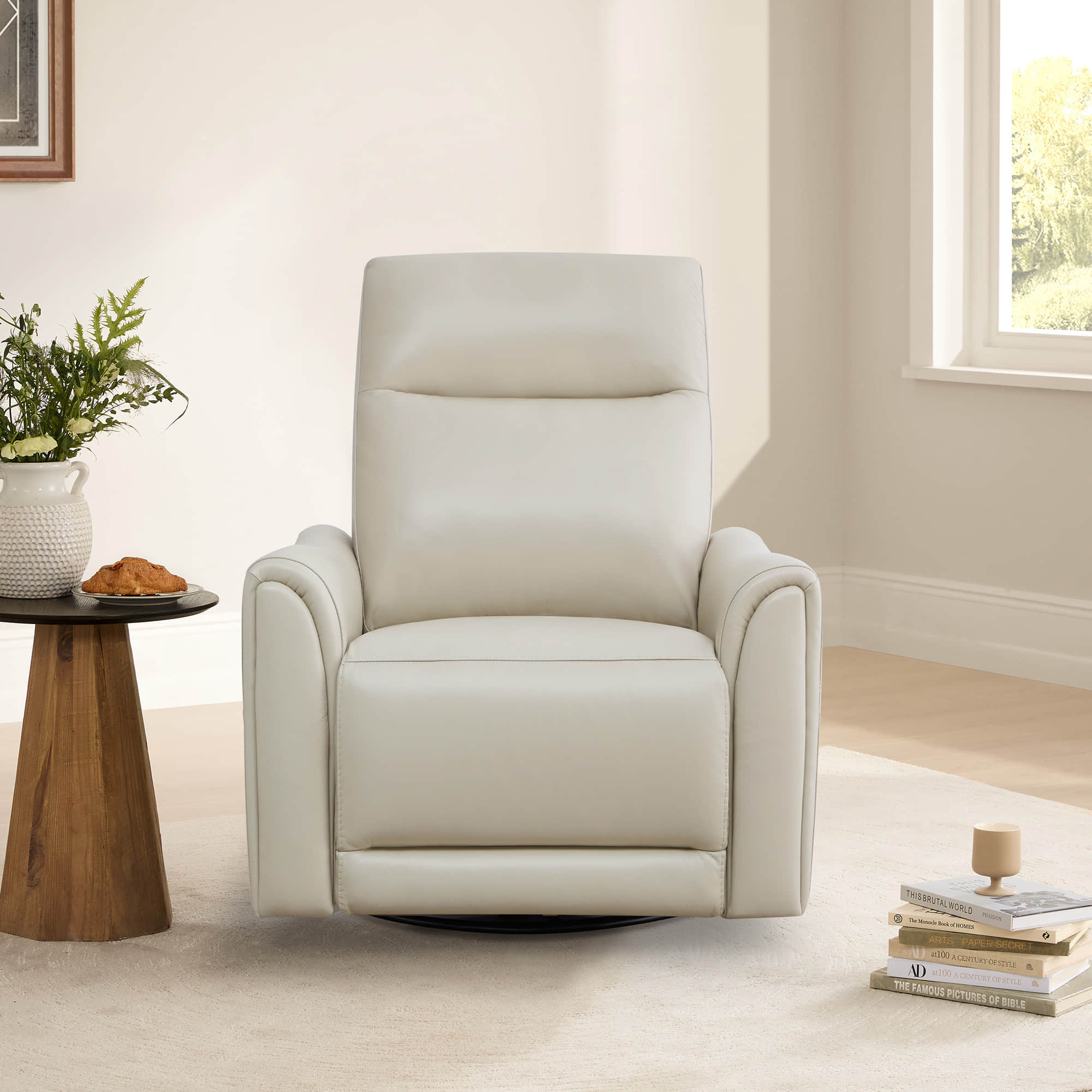 James Modern Genuine Leather Power Swivel Glider Recliner - Image 24