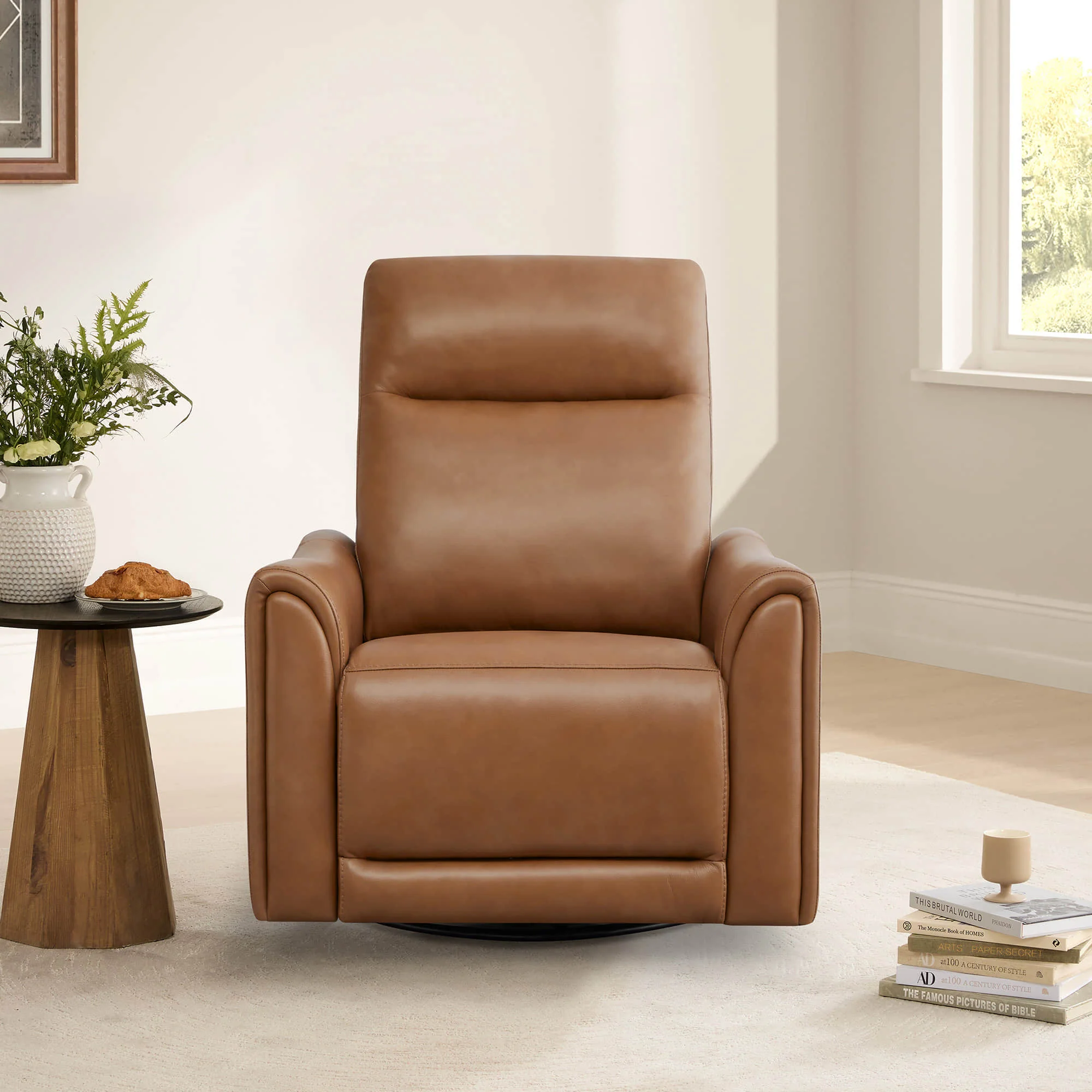 James Modern Genuine Leather Power Swivel Glider Recliner - Image 26