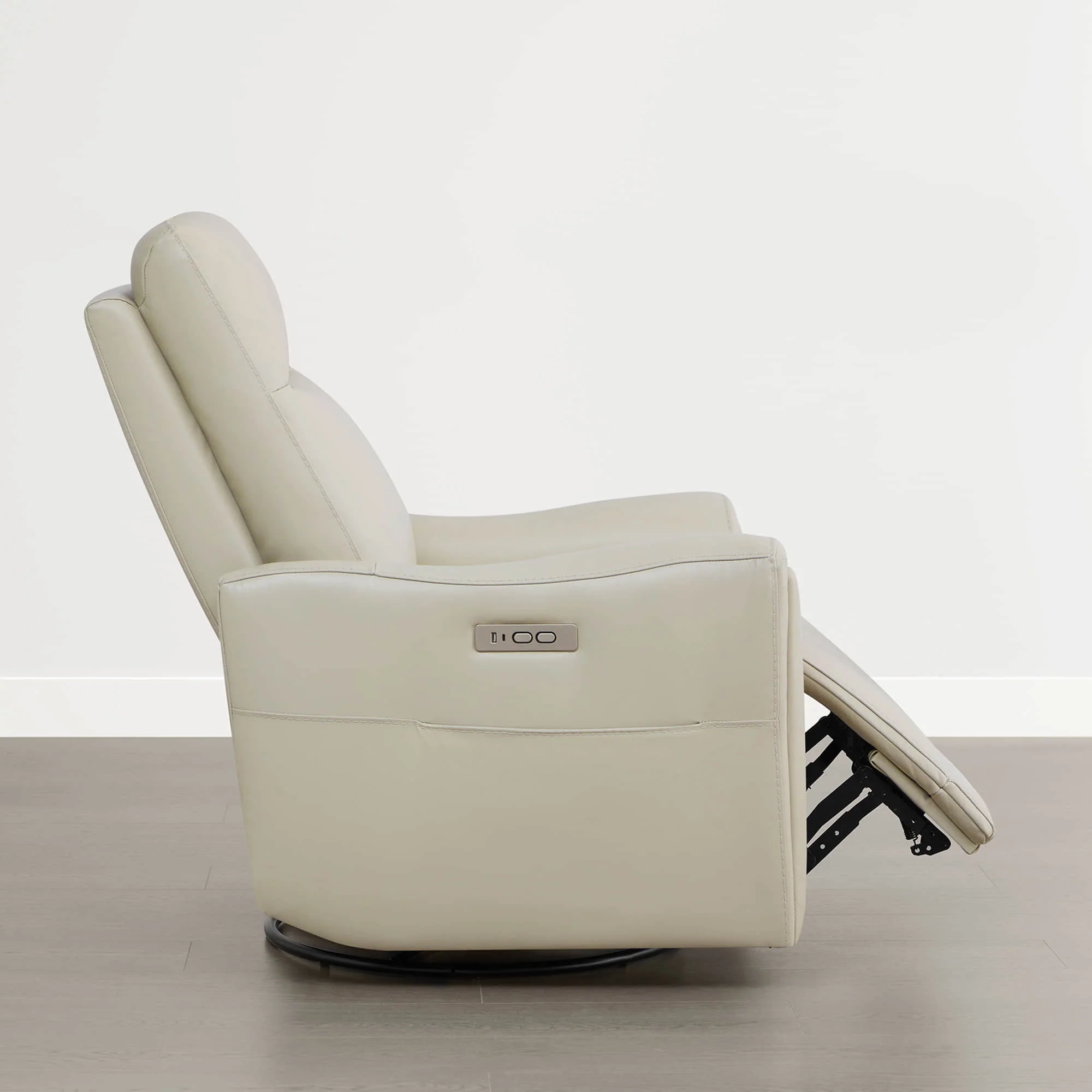 James Modern Genuine Leather Power Swivel Glider Recliner - Image 3