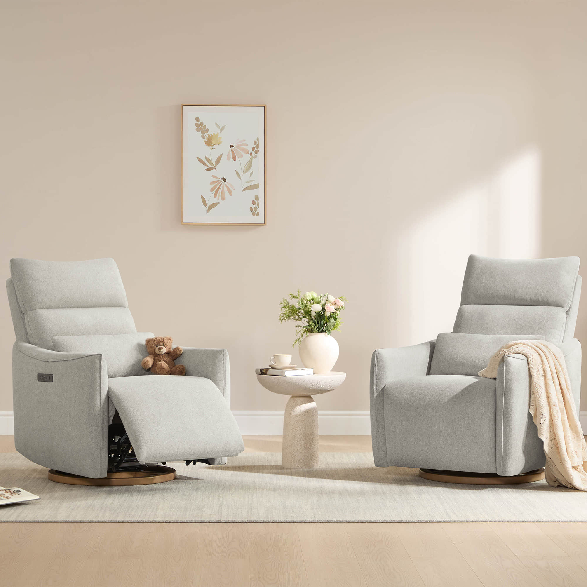 Janice Power Swivel Nursery Glider Recliner with Power Headrest - Image 46