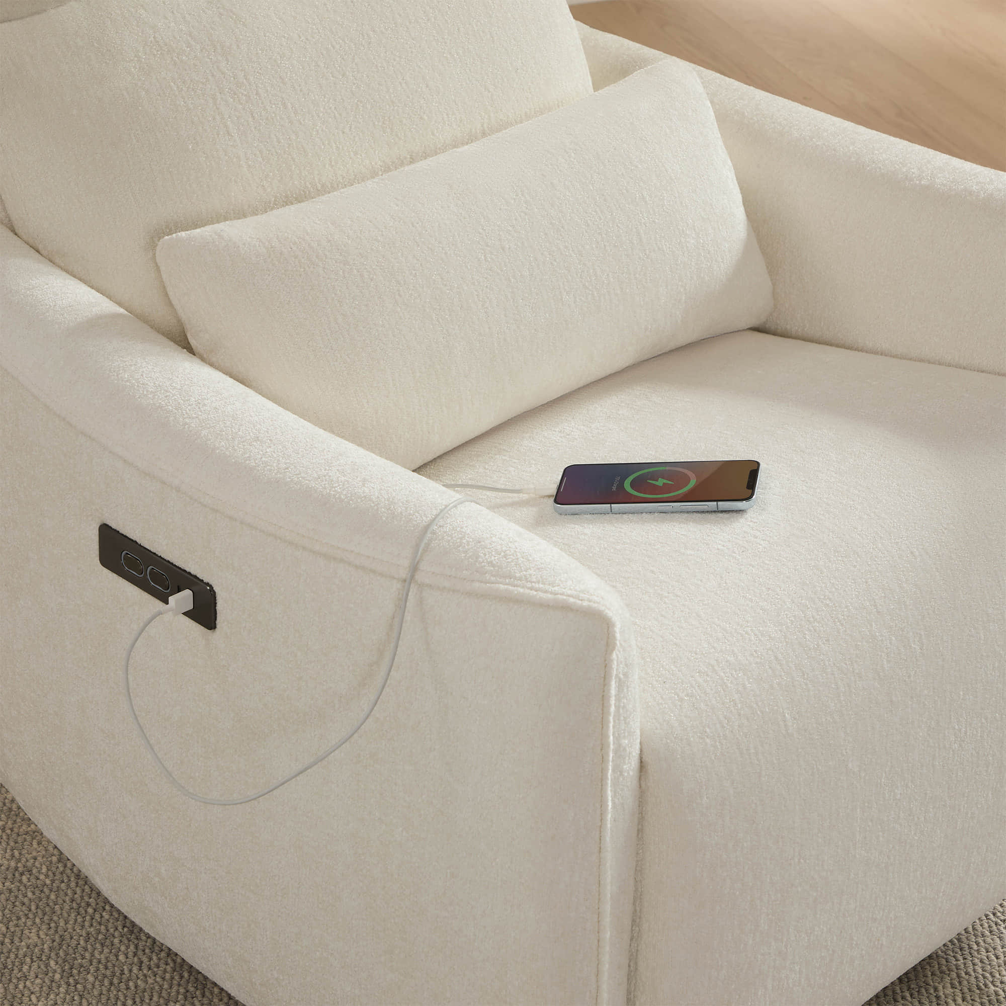 Janice Power Swivel Nursery Glider Recliner with Power Headrest - Image 6