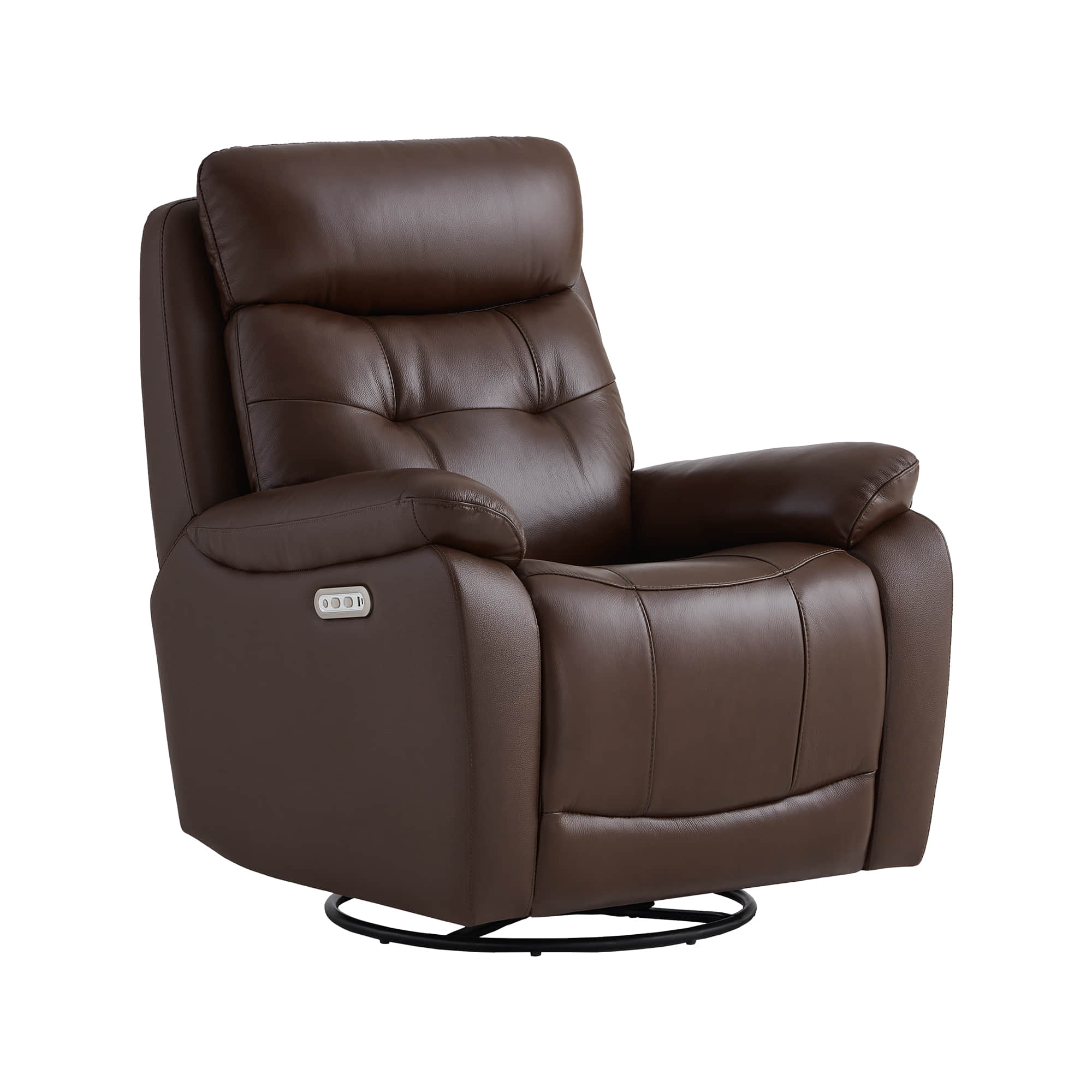 Keith Leather Swivel Glider Recliner with Power Headrest - Image 12