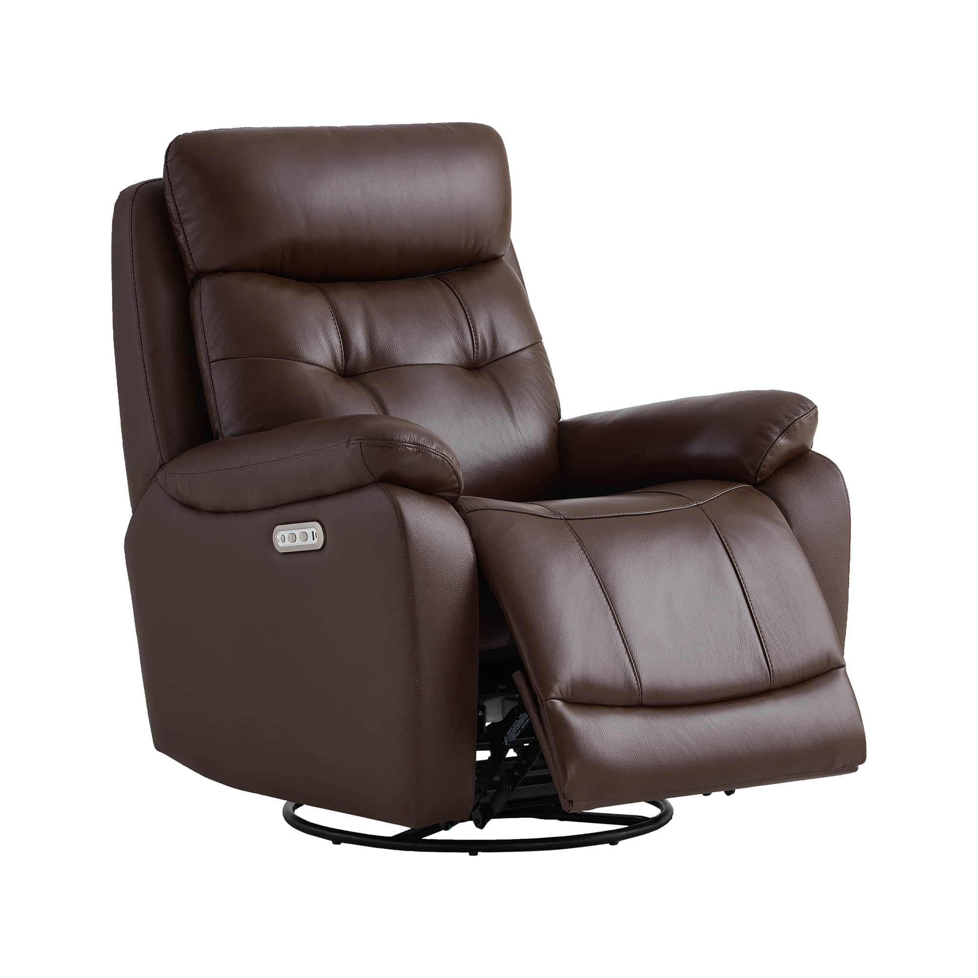 Keith Leather Swivel Glider Recliner with Power Headrest - Image 13