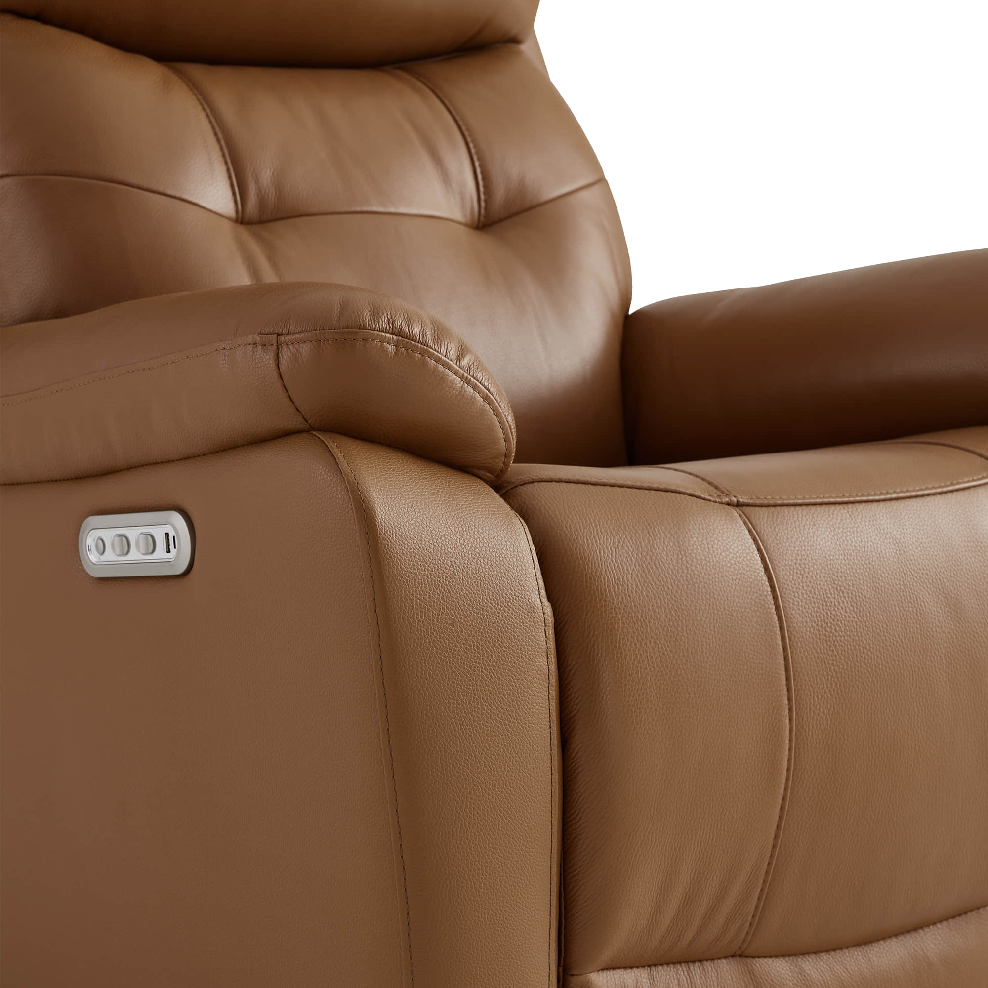 Keith Leather Swivel Glider Recliner with Power Headrest - Image 17
