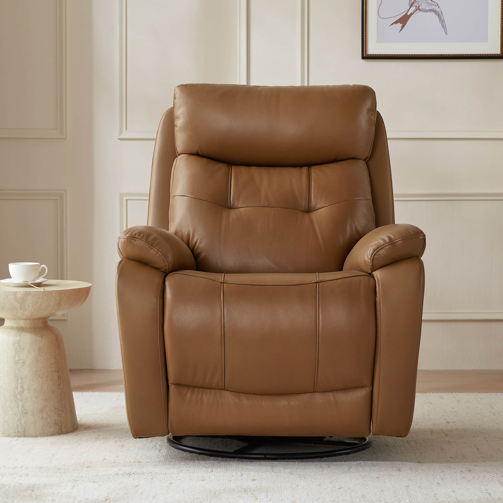 Keith Leather Swivel Glider Recliner with Power Headrest - Image 20