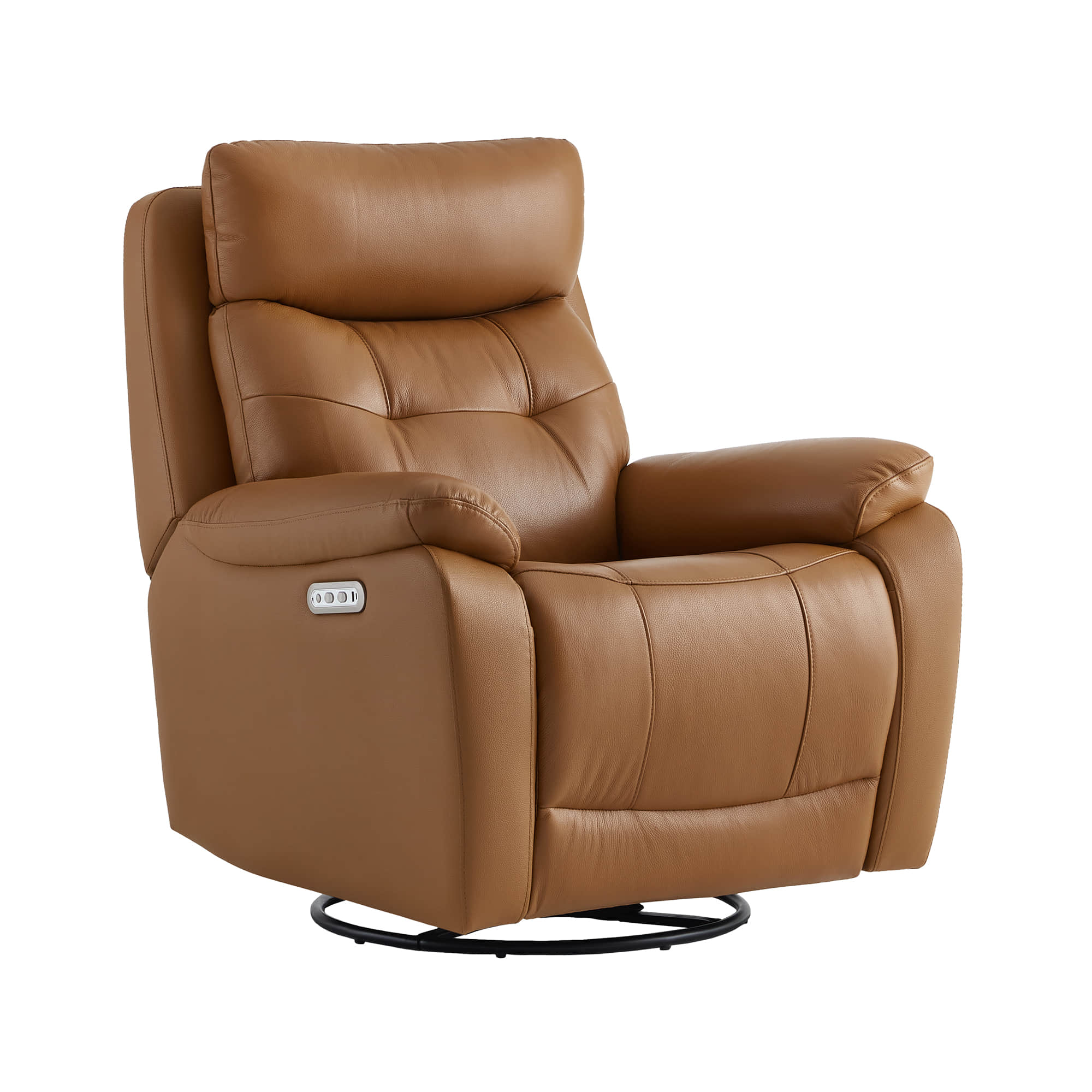 Keith Leather Swivel Glider Recliner with Power Headrest - Image 4