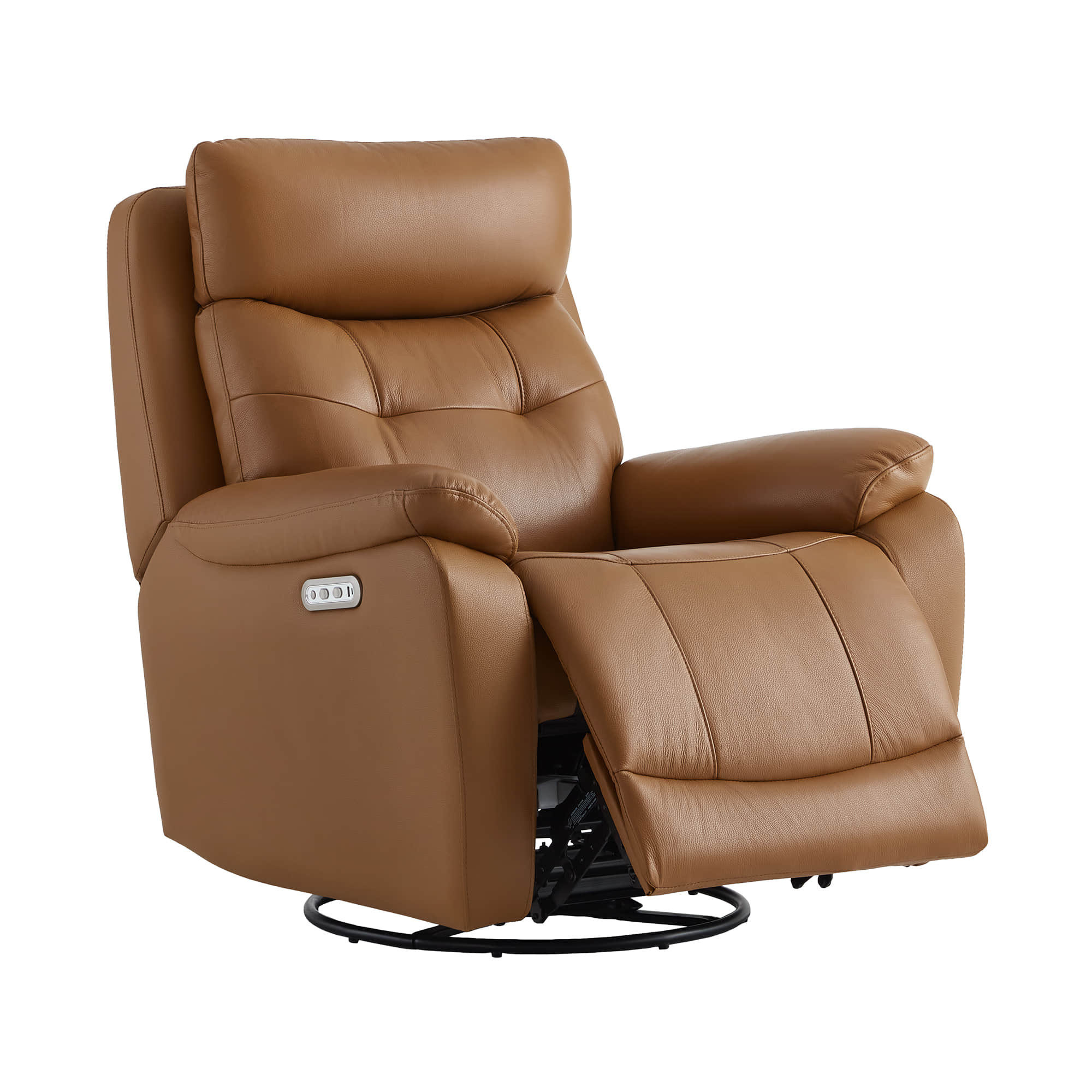 Keith Leather Swivel Glider Recliner with Power Headrest - Image 5