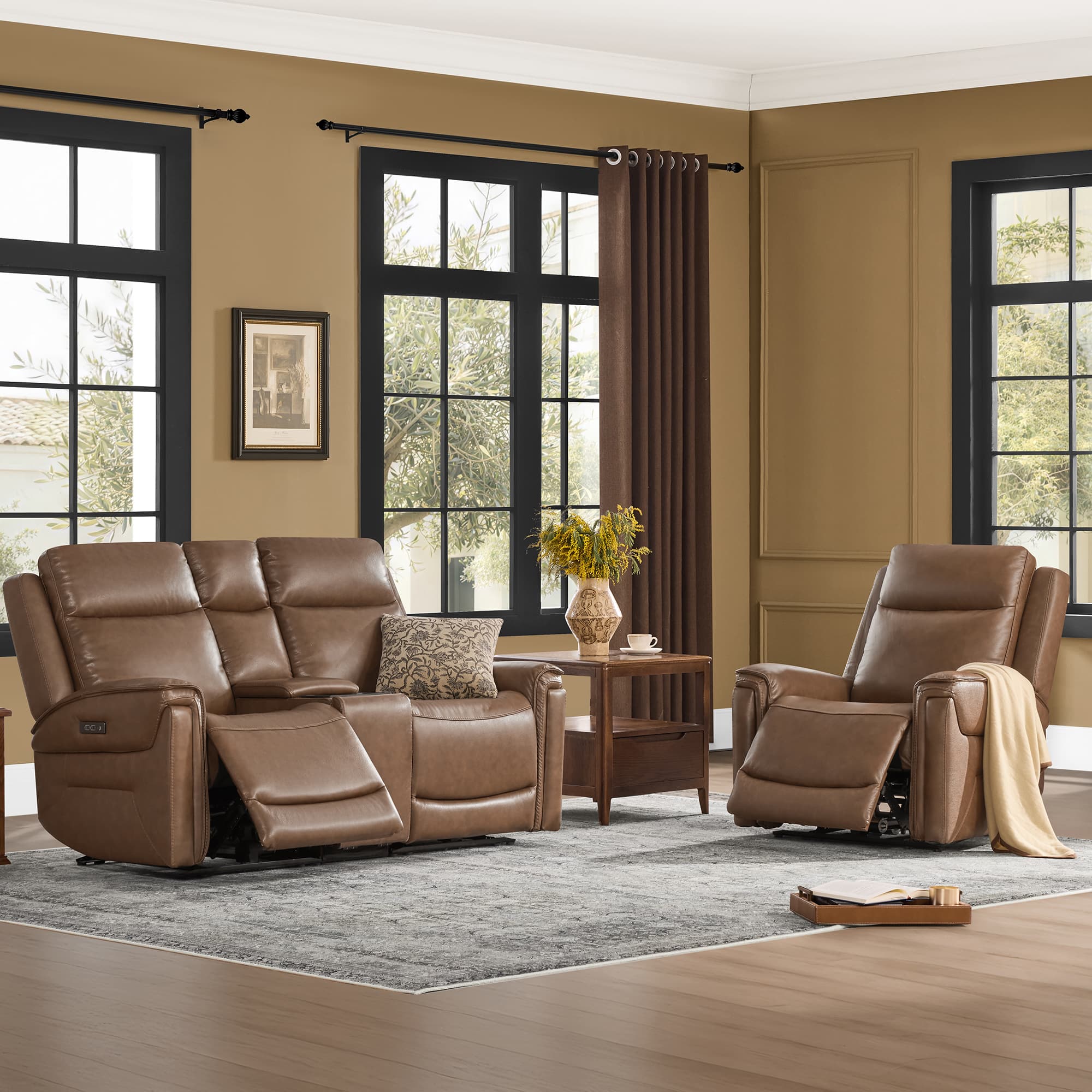 Leif Modern Top-Grain Leather Super Zero Gravity Reclining Sofa - Image 10