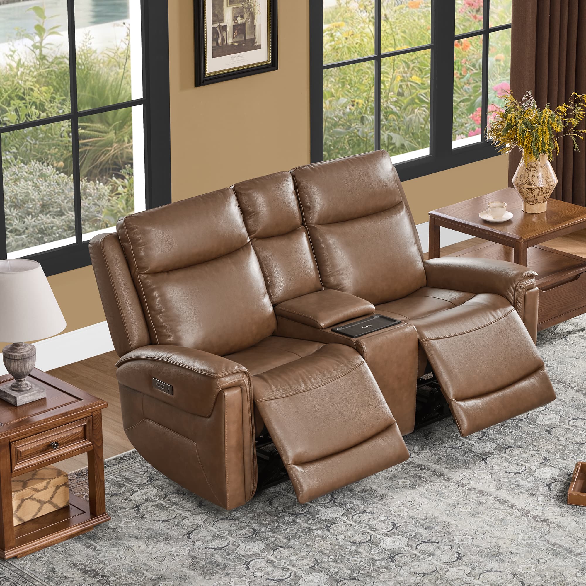 Leif Modern Top-Grain Leather Super Zero Gravity Reclining Sofa - Image 11