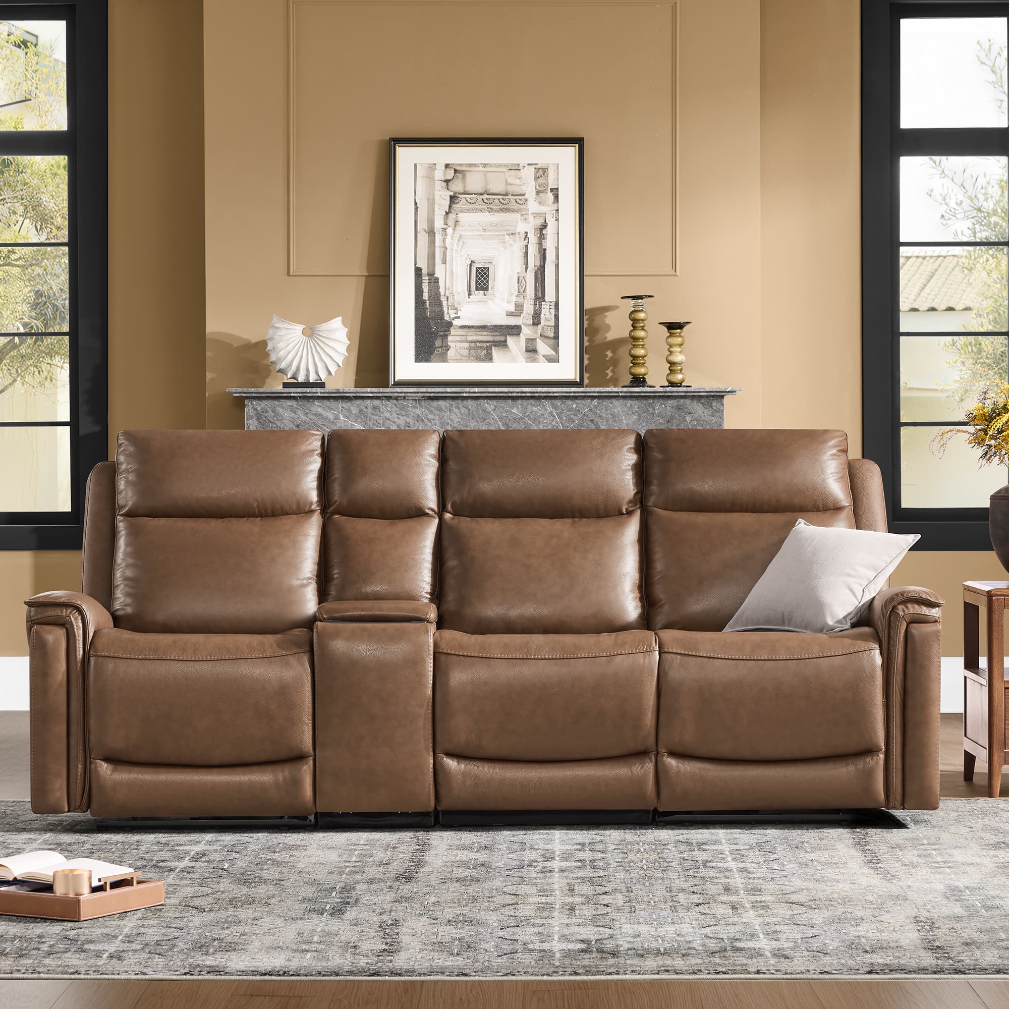 Leif Modern Top-Grain Leather Super Zero Gravity Reclining Sofa - Image 12