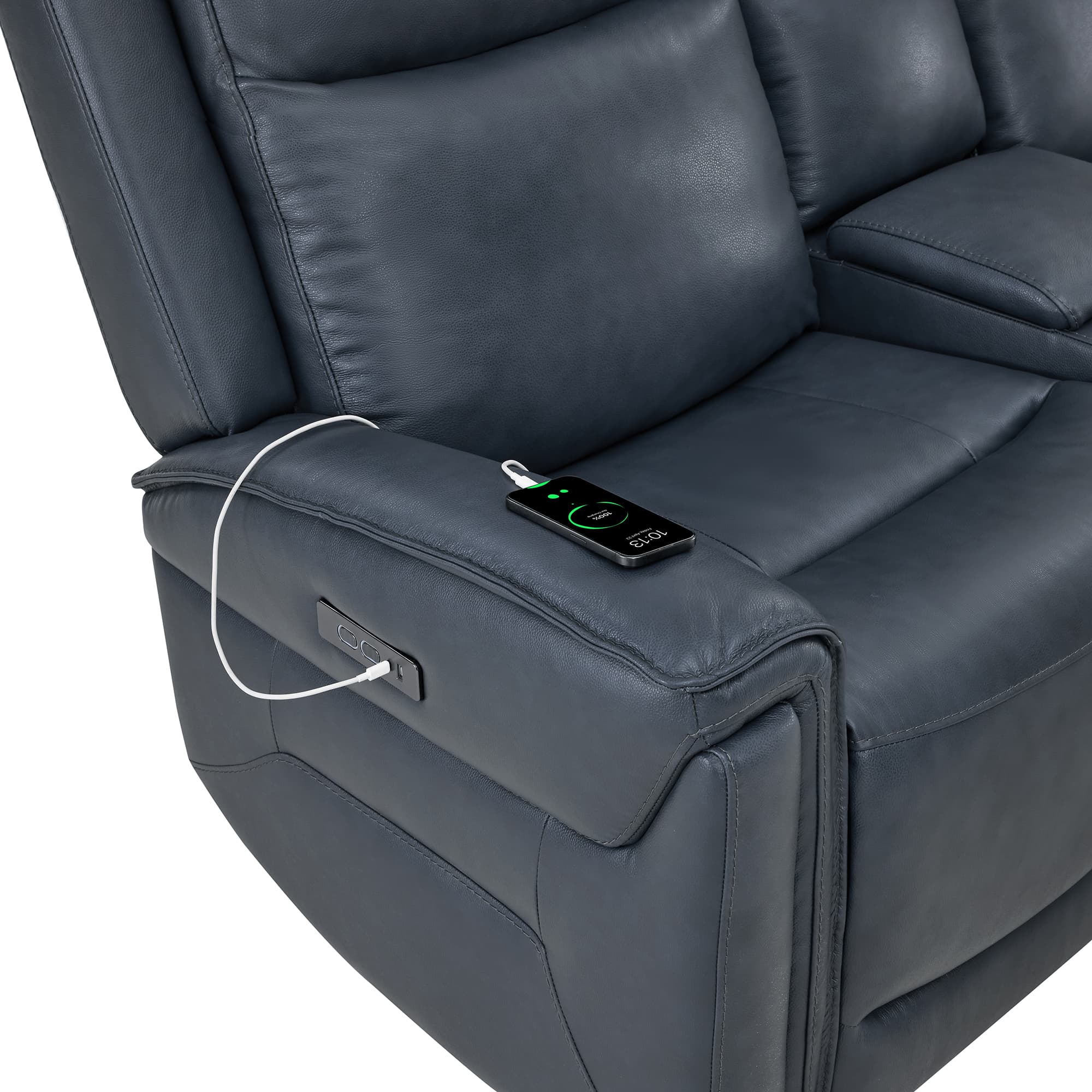 Leif Modern Top-Grain Leather Super Zero Gravity Reclining Sofa - Image 122