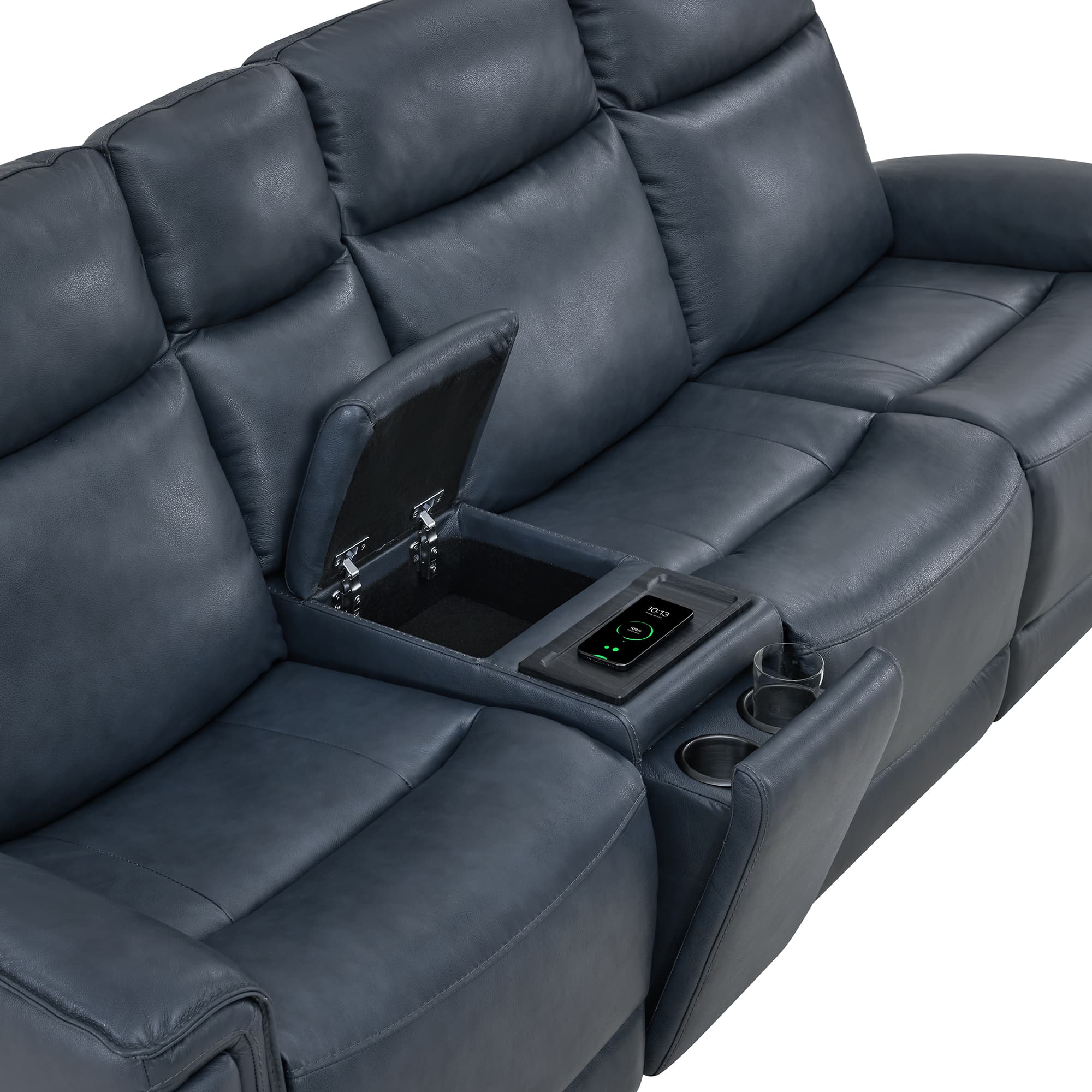 Leif Modern Top-Grain Leather Super Zero Gravity Reclining Sofa - Image 123