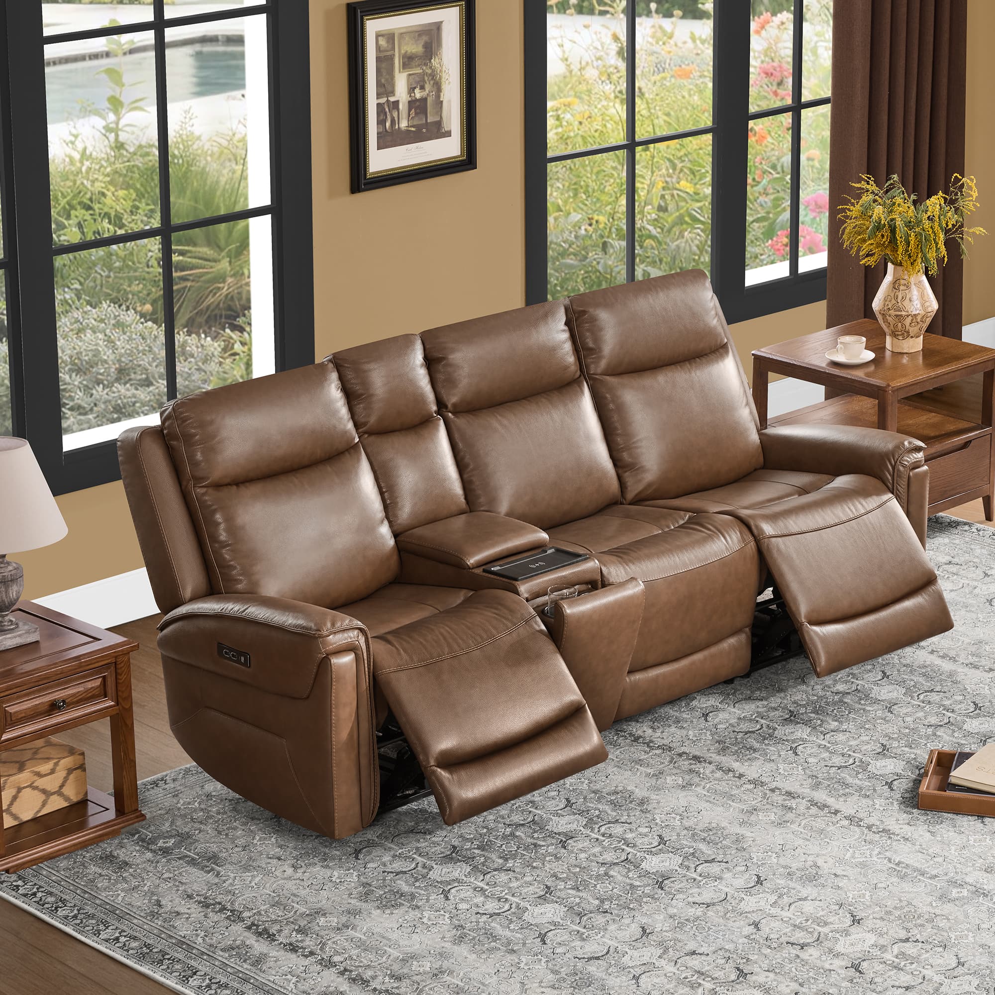 Leif Modern Top-Grain Leather Super Zero Gravity Reclining Sofa - Image 13