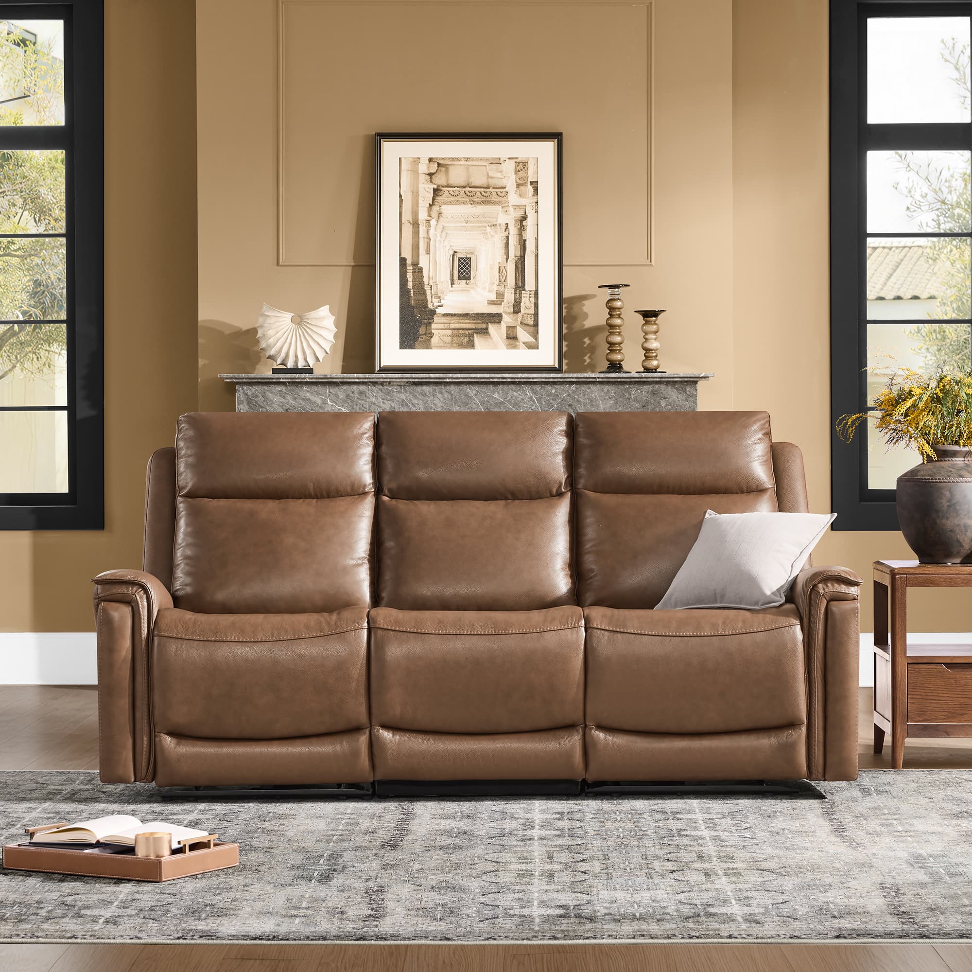Leif Modern Top-Grain Leather Super Zero Gravity Reclining Sofa - Image 15