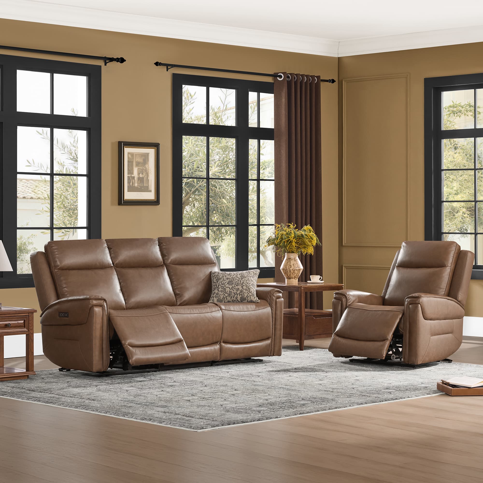 Leif Modern Top-Grain Leather Super Zero Gravity Reclining Sofa - Image 16