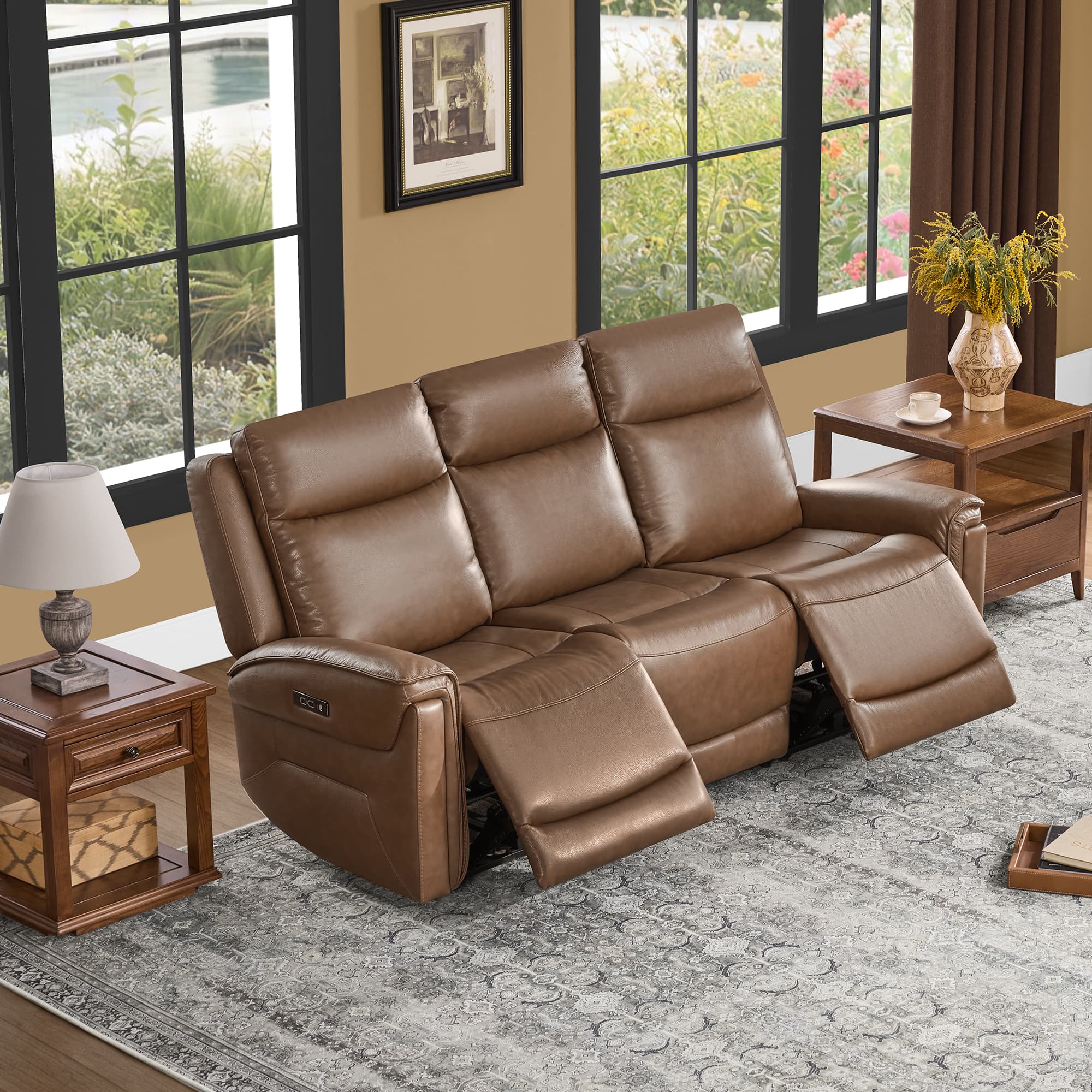 Leif Modern Top-Grain Leather Super Zero Gravity Reclining Sofa - Image 17