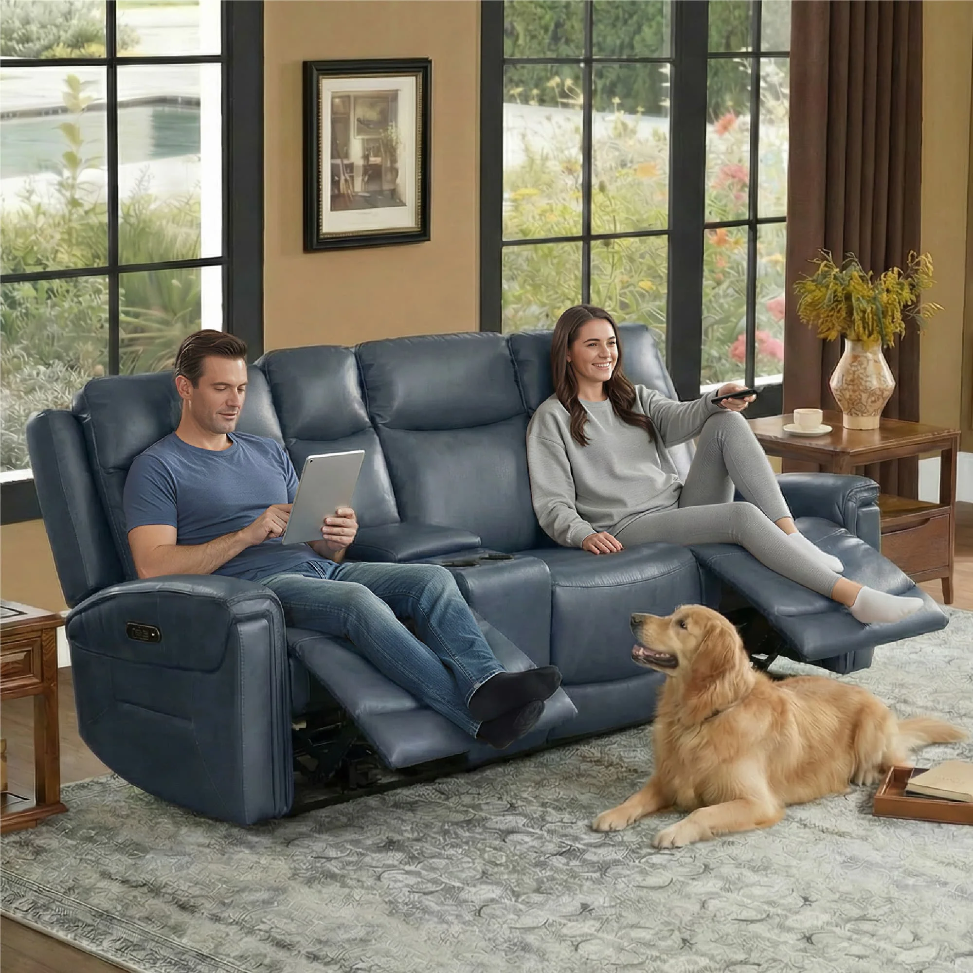 Leif Modern Top-Grain Leather Super Zero Gravity Reclining Sofa - Image 25