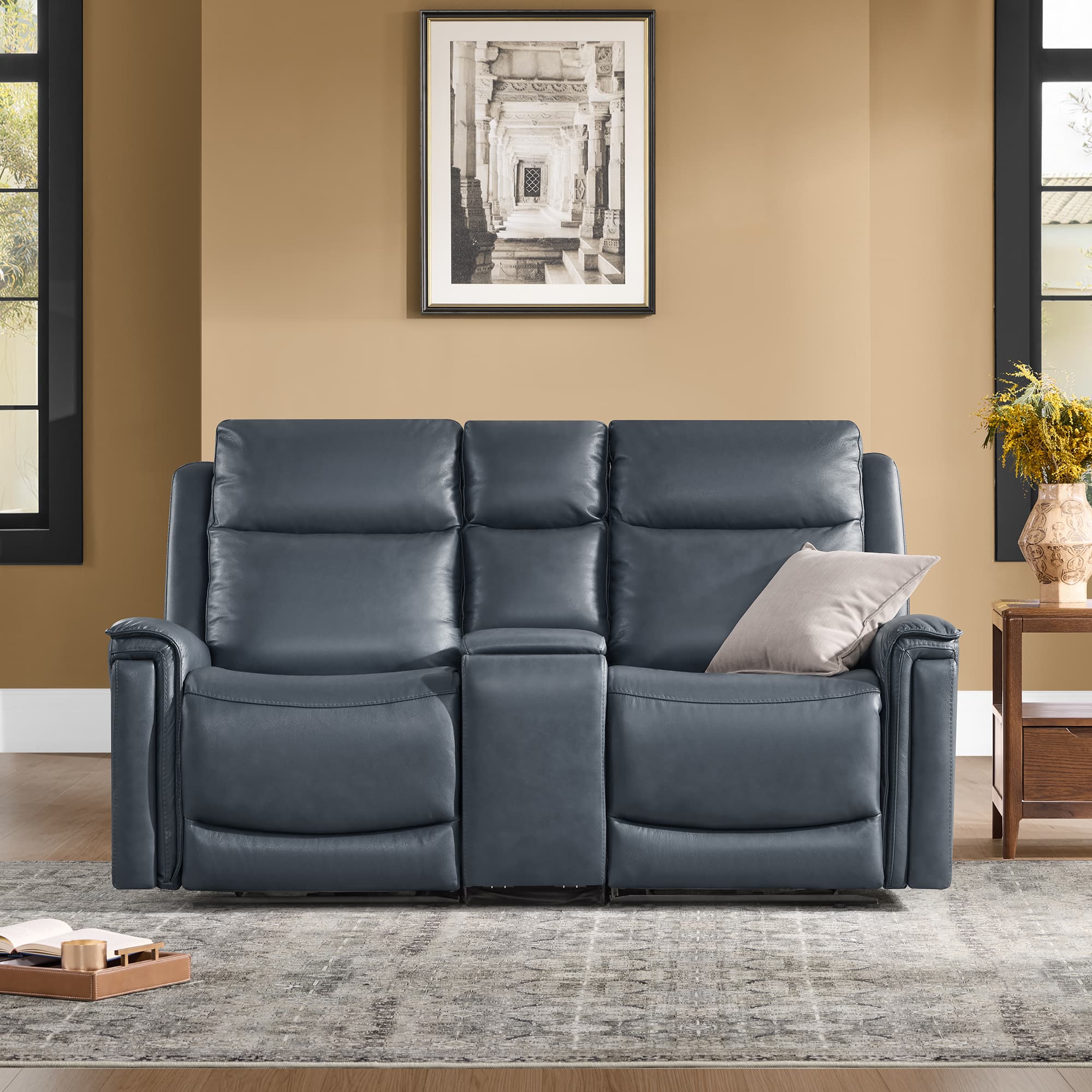 Leif Modern Top-Grain Leather Super Zero Gravity Reclining Sofa - Image 30