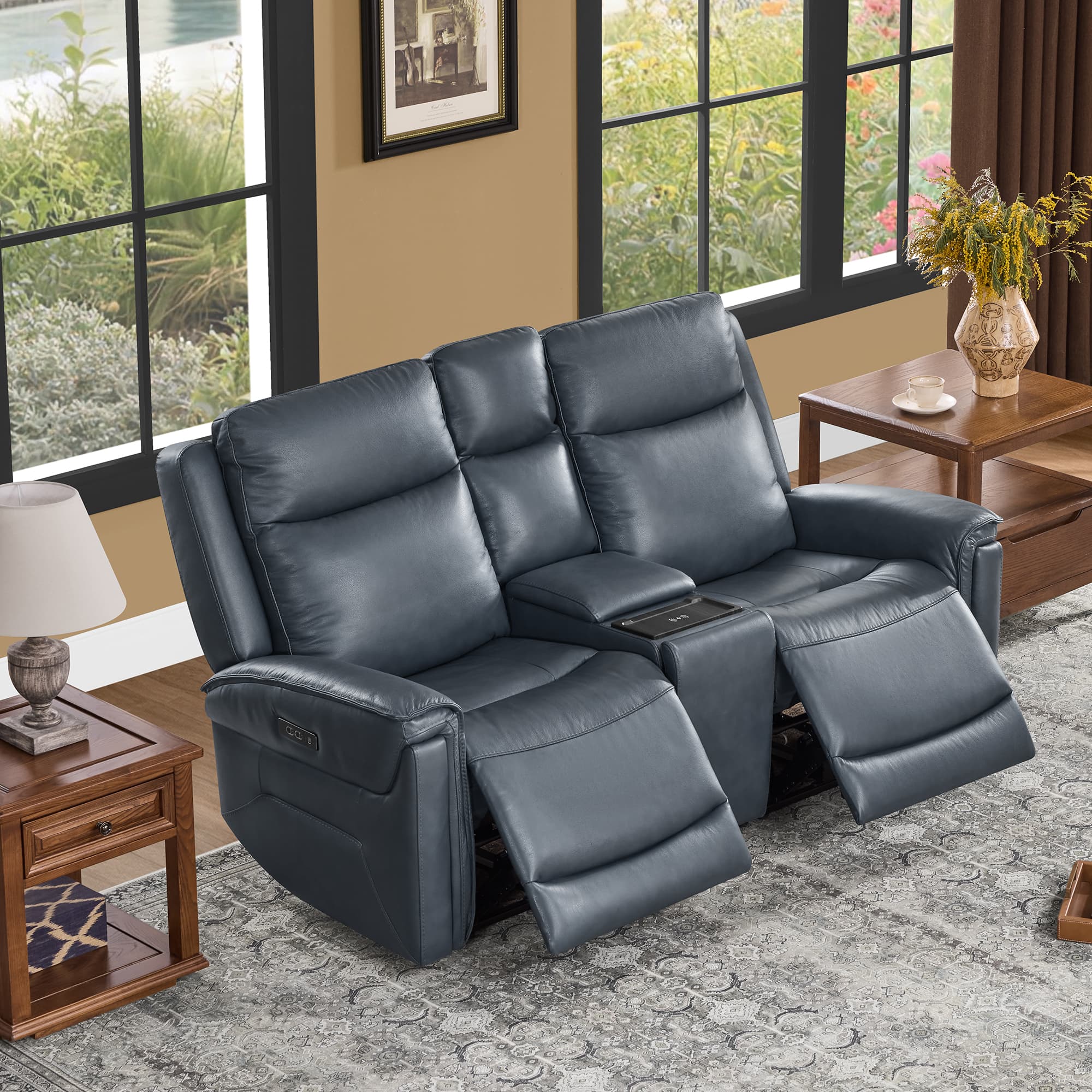 Leif Modern Top-Grain Leather Super Zero Gravity Reclining Sofa - Image 32