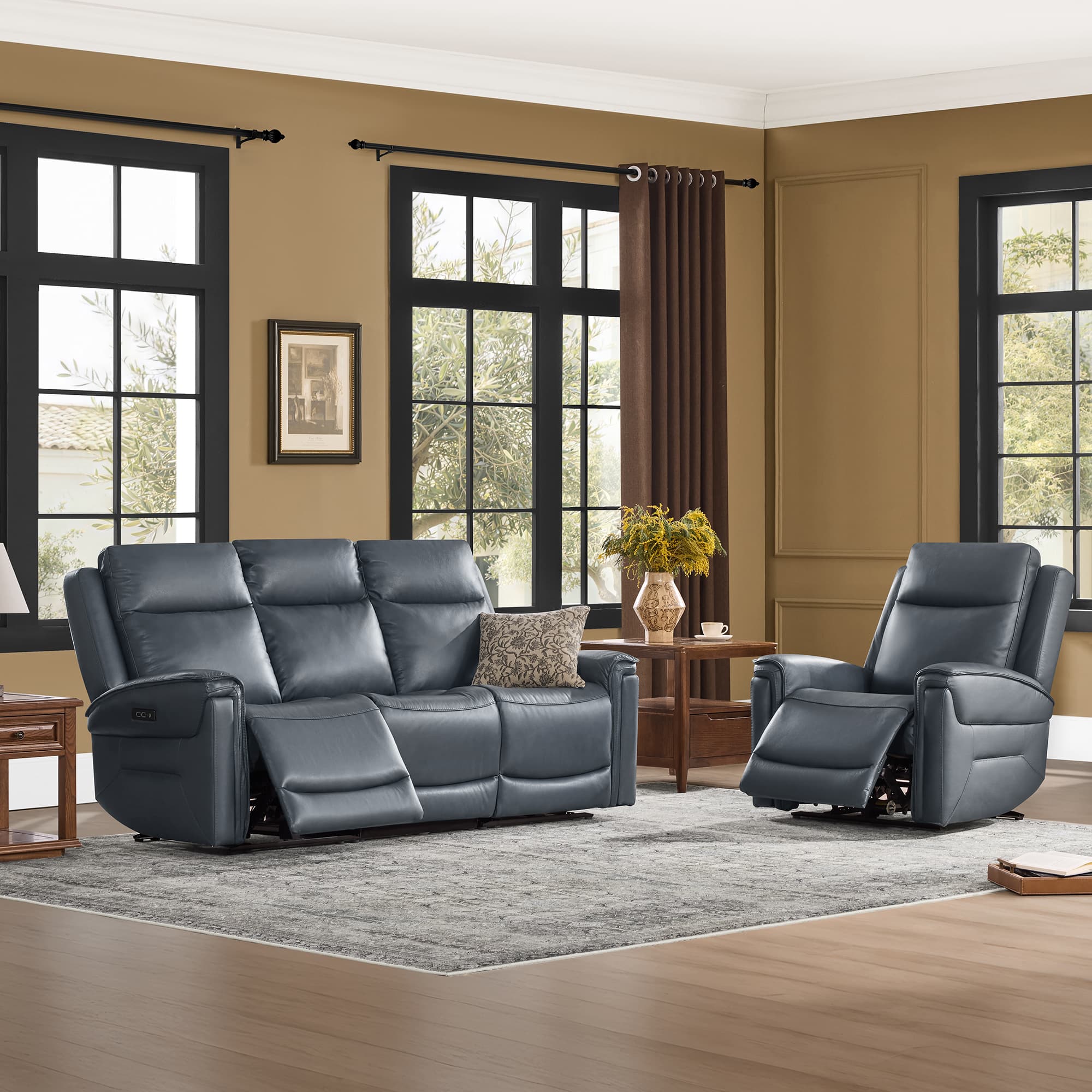 Leif Modern Top-Grain Leather Super Zero Gravity Reclining Sofa - Image 33