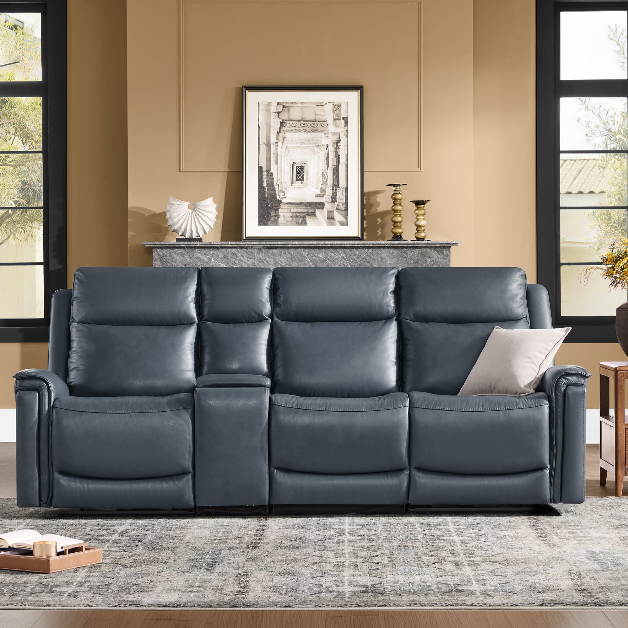 Leif Modern Top-Grain Leather Super Zero Gravity Reclining Sofa - Image 35
