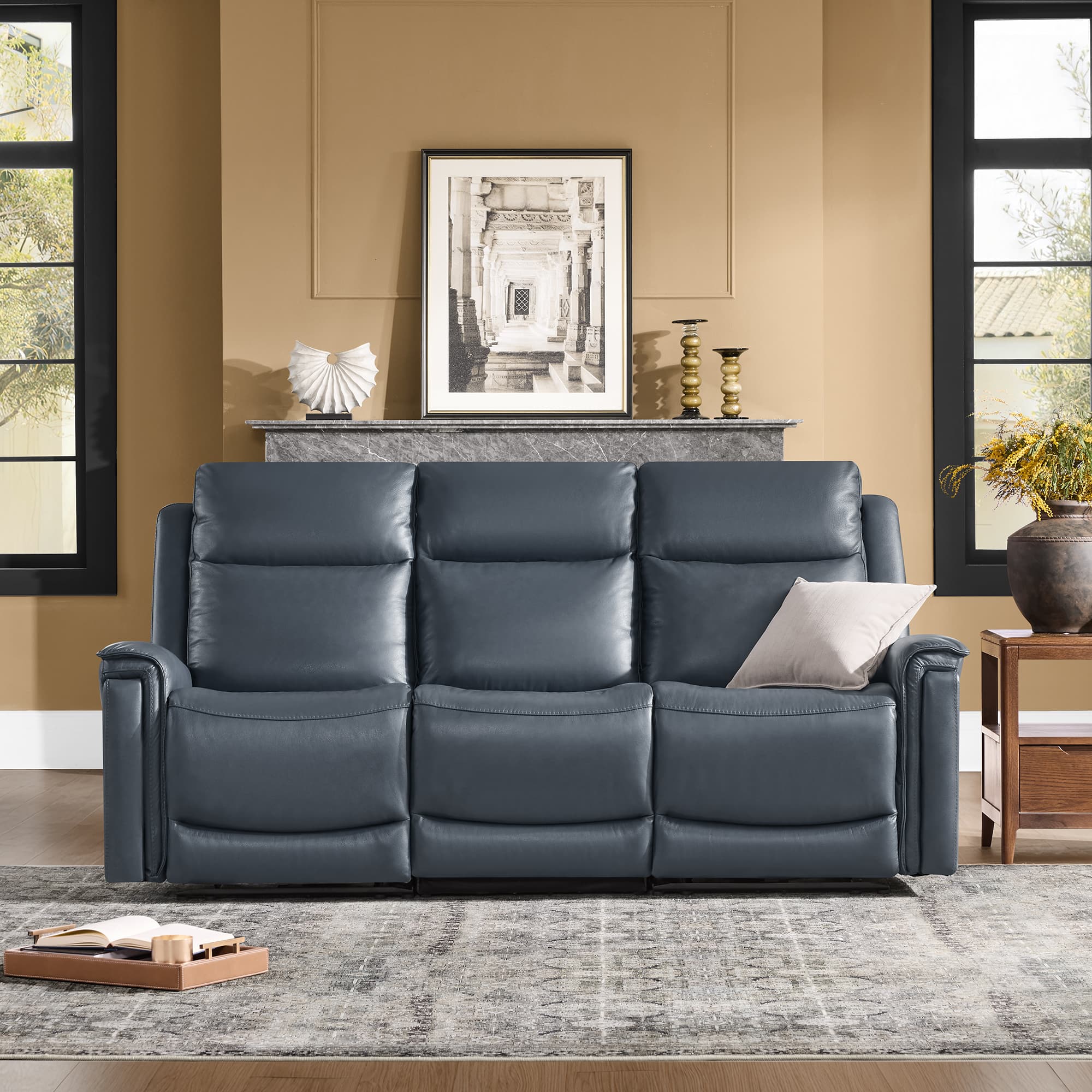Leif Modern Top-Grain Leather Super Zero Gravity Reclining Sofa - Image 36