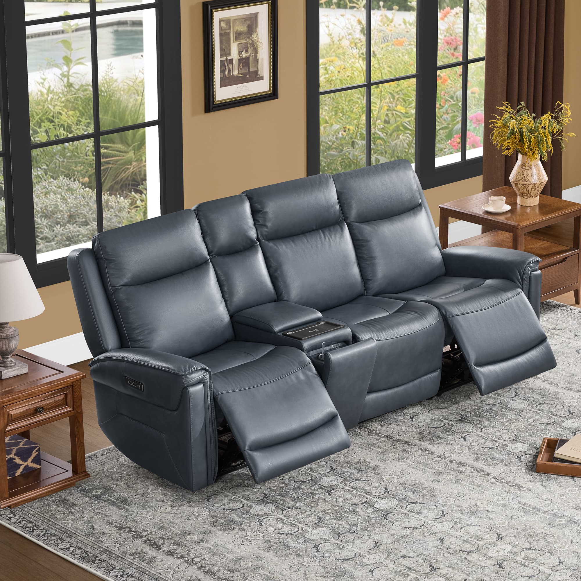 Leif Modern Top-Grain Leather Super Zero Gravity Reclining Sofa - Image 38