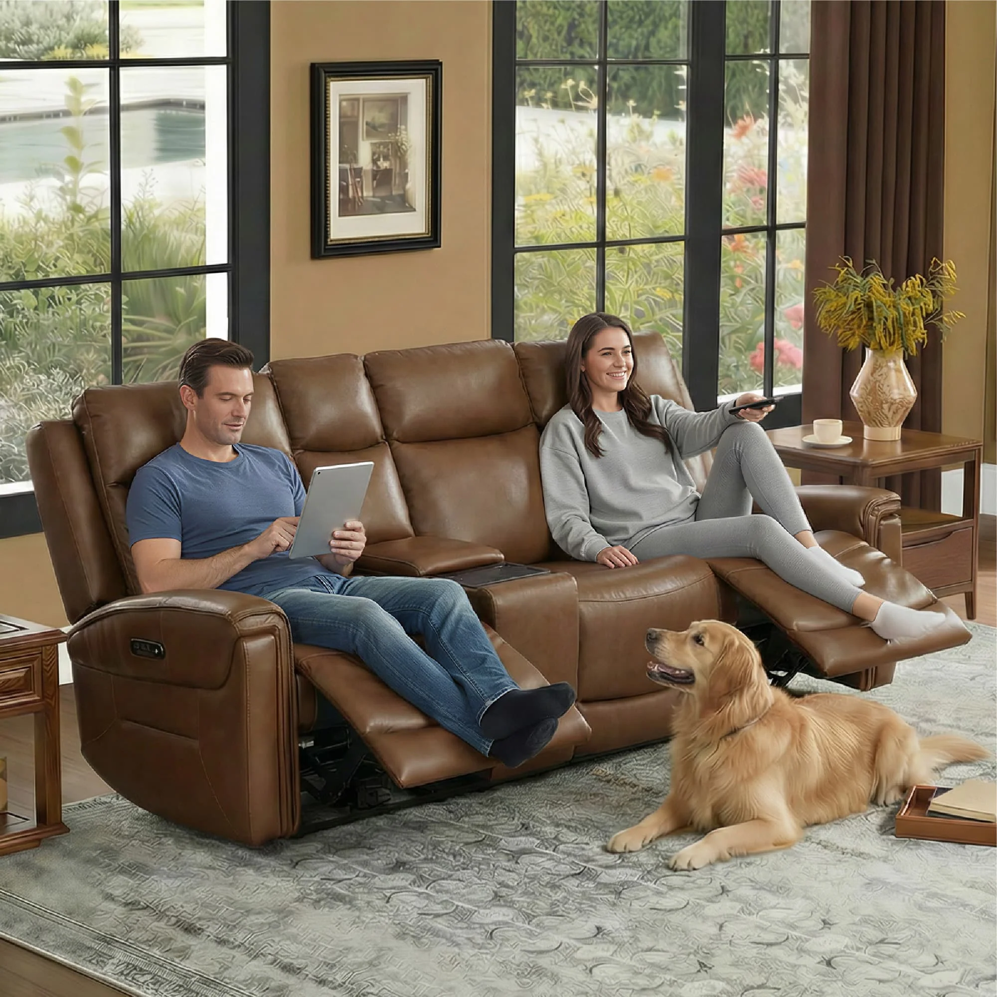 Leif Modern Top-Grain Leather Super Zero Gravity Reclining Sofa - Image 4