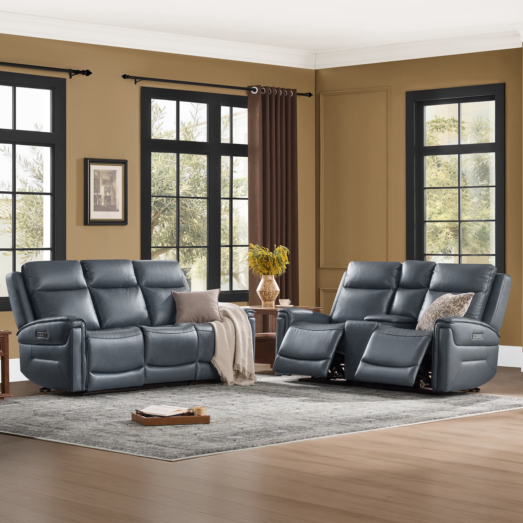 Leif Modern Top-Grain Leather Super Zero Gravity Reclining Sofa - Image 40
