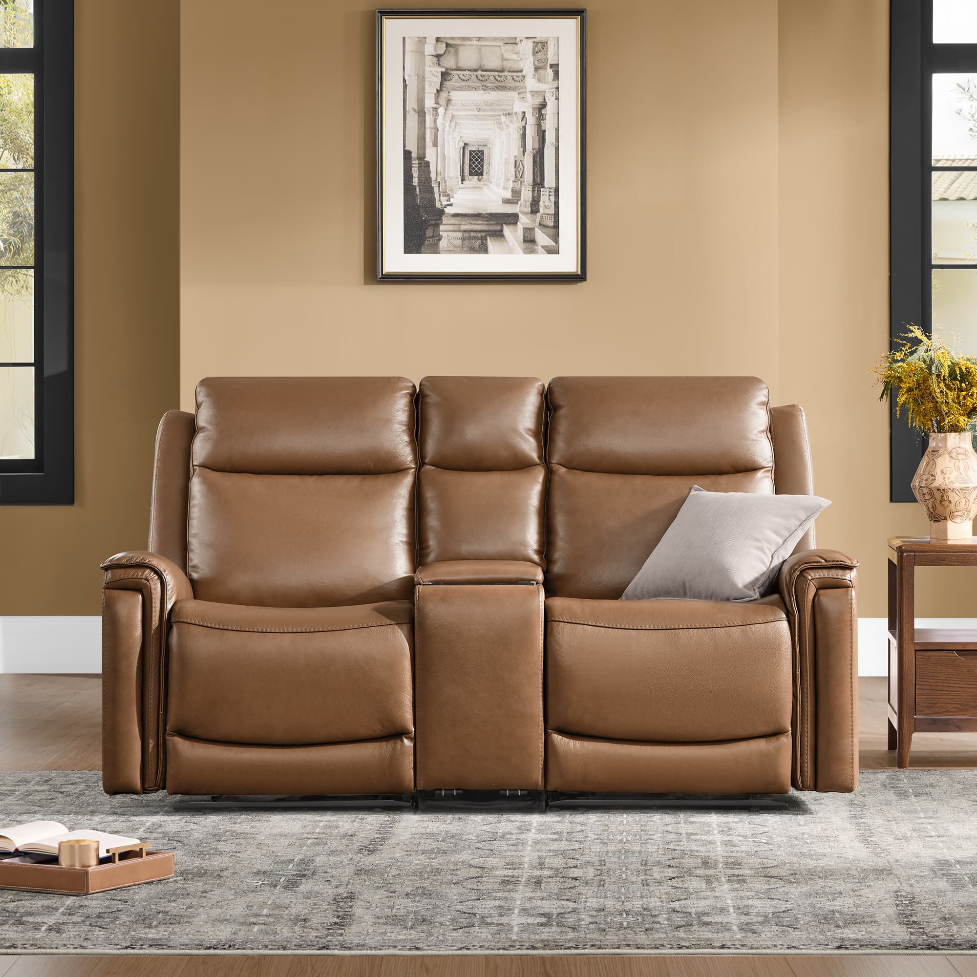 Leif Modern Top-Grain Leather Super Zero Gravity Reclining Sofa - Image 46