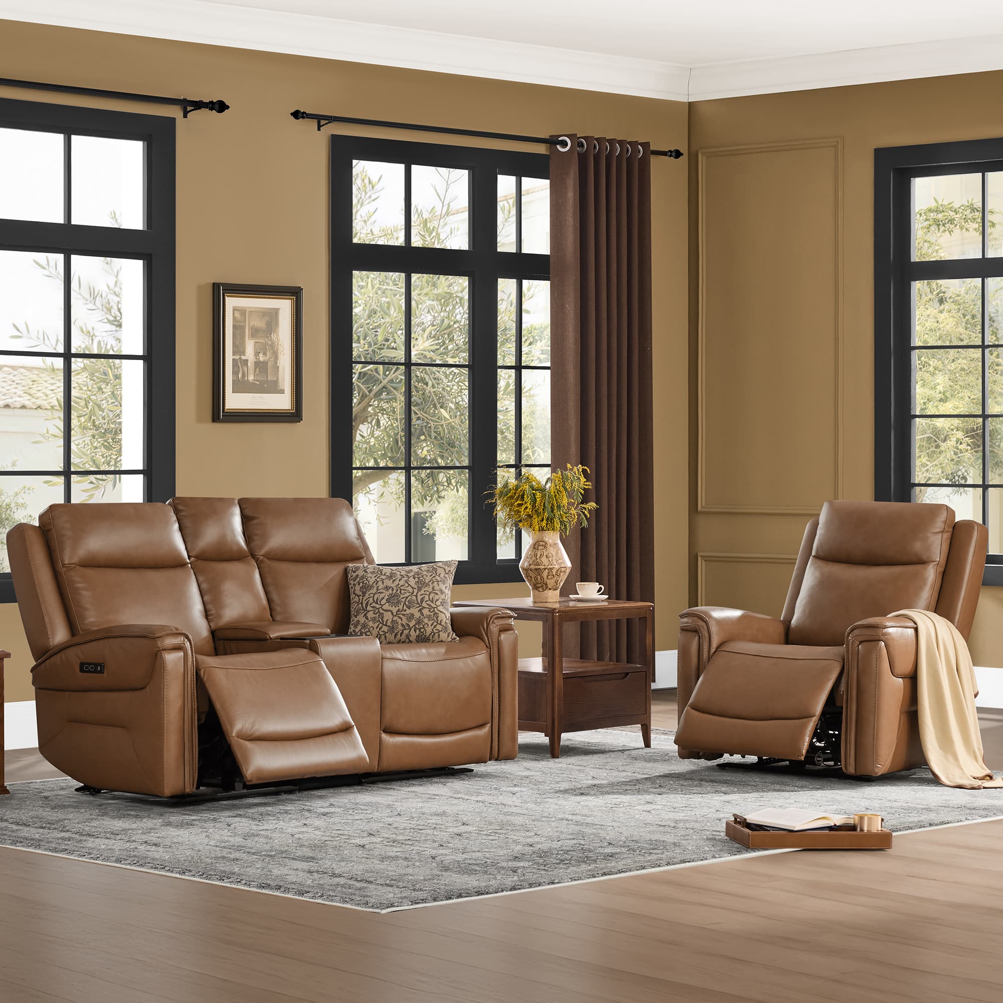 Leif Modern Top-Grain Leather Super Zero Gravity Reclining Sofa - Image 47
