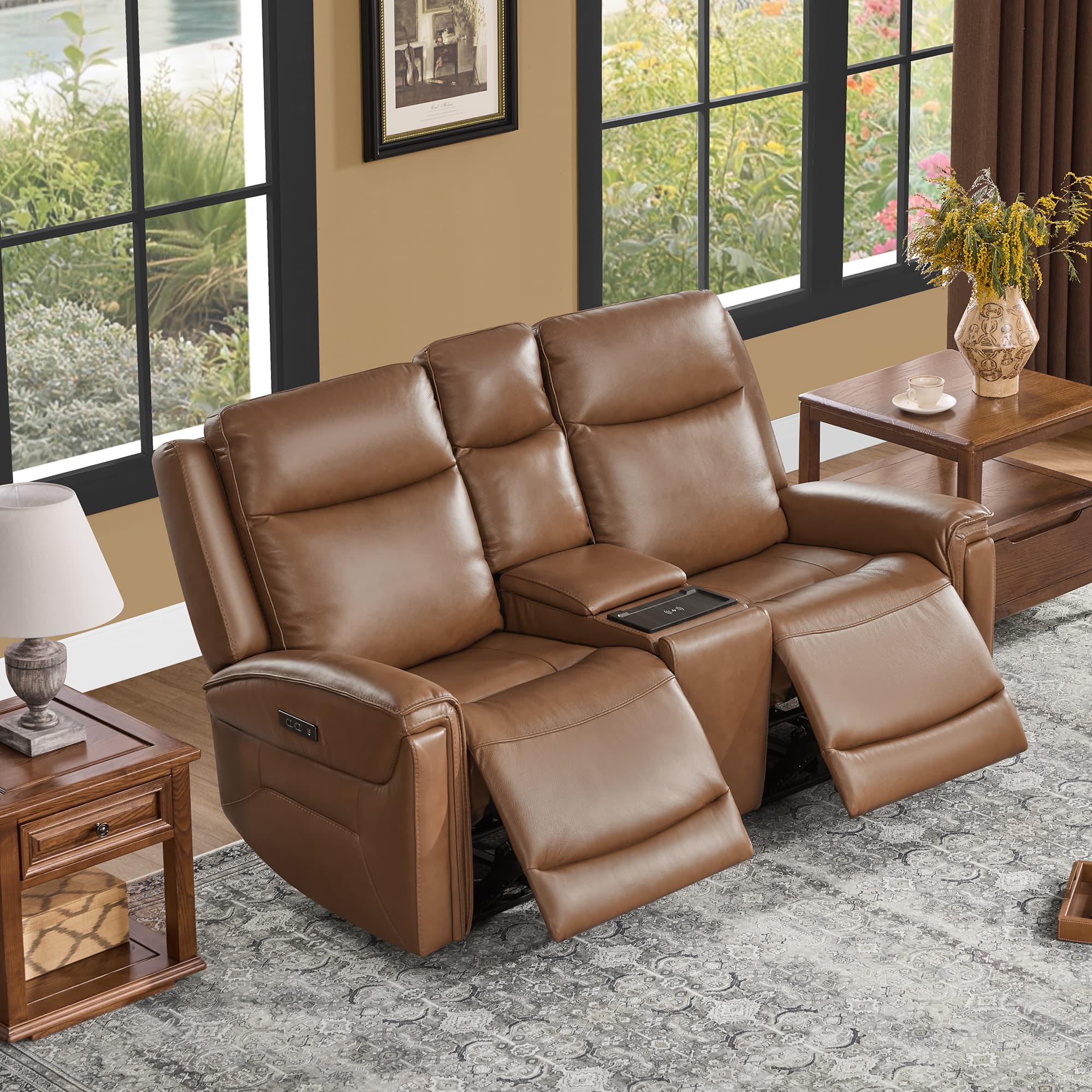 Leif Modern Top-Grain Leather Super Zero Gravity Reclining Sofa - Image 48
