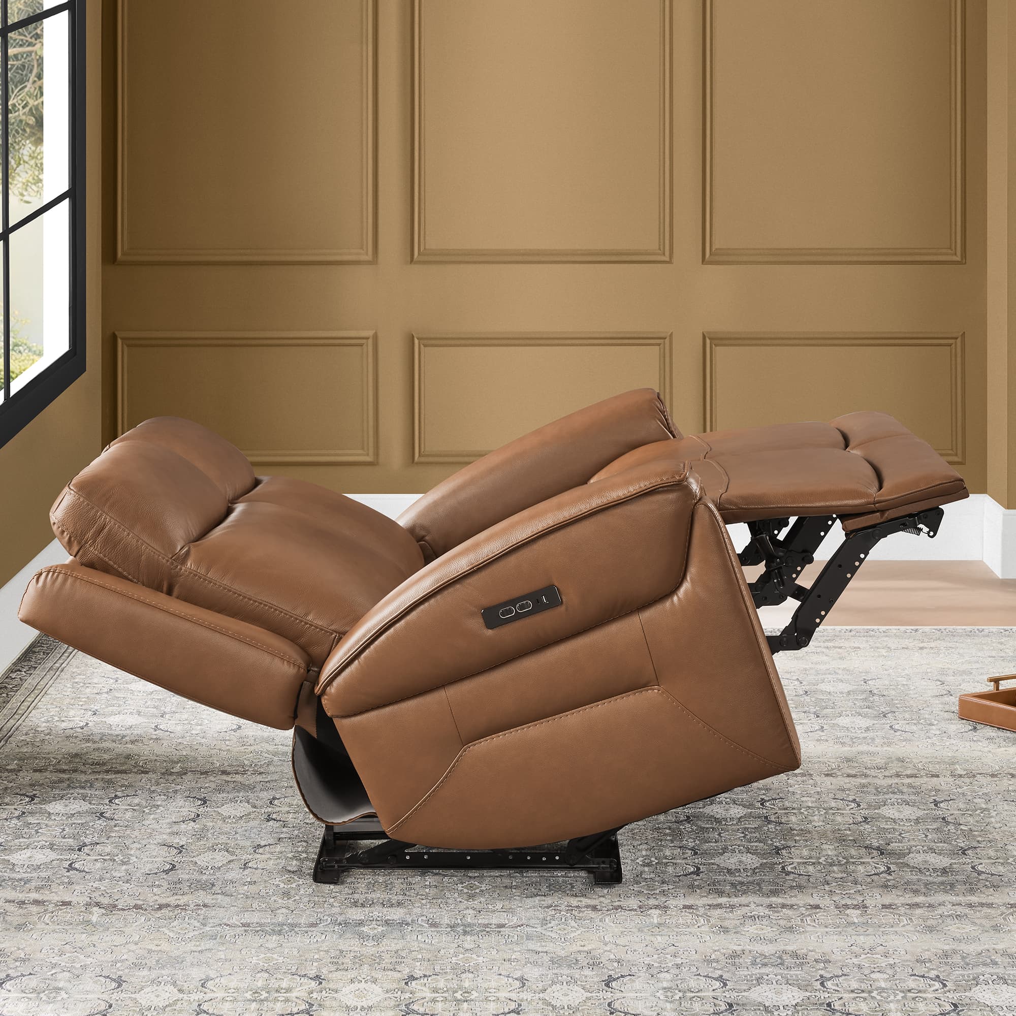 Leif Modern Top-Grain Leather Super Zero Gravity Reclining Sofa - Image 52