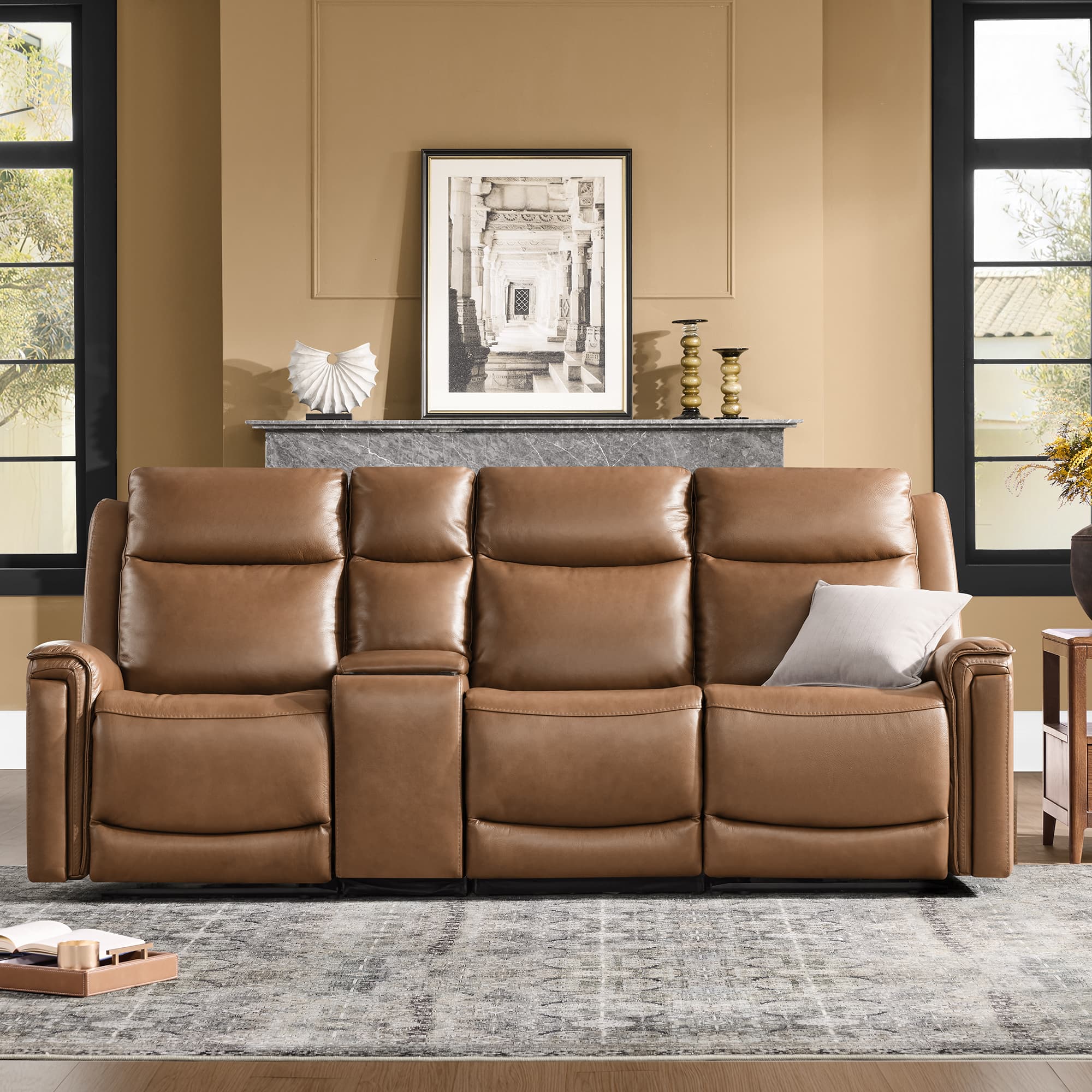Leif Modern Top-Grain Leather Super Zero Gravity Reclining Sofa - Image 53