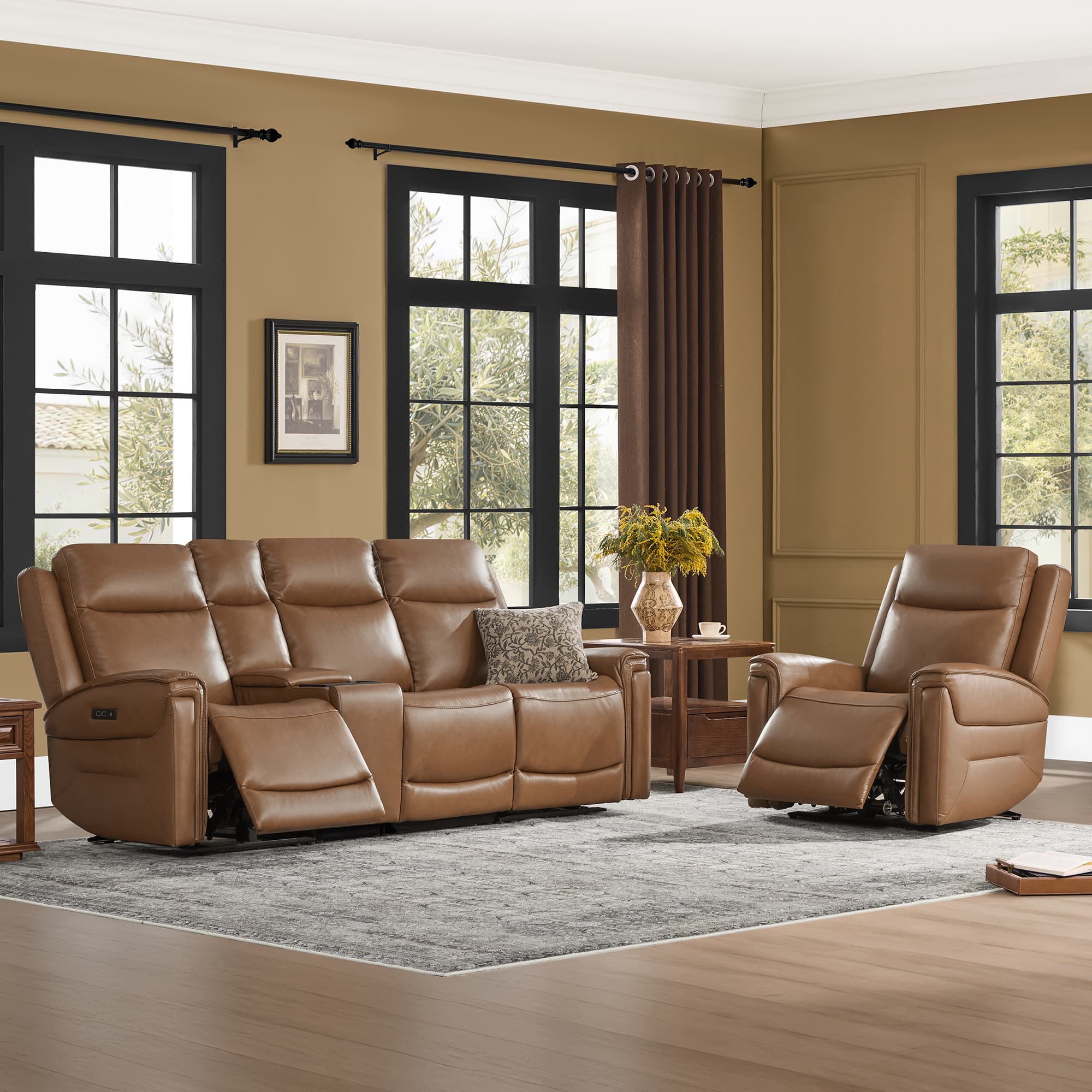 Leif Modern Top-Grain Leather Super Zero Gravity Reclining Sofa - Image 54