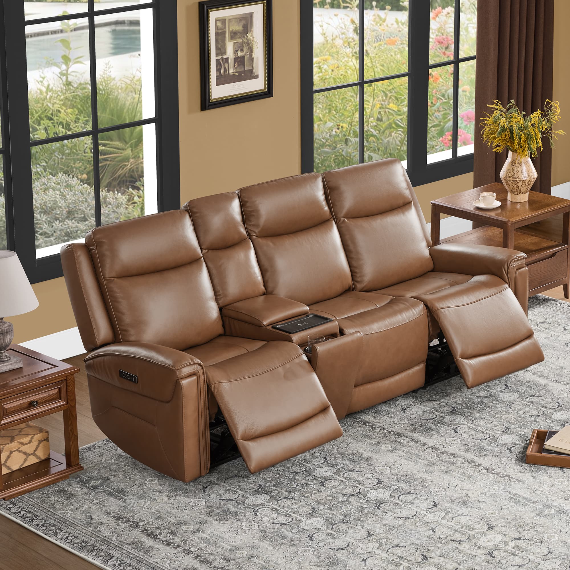 Leif Modern Top-Grain Leather Super Zero Gravity Reclining Sofa - Image 55