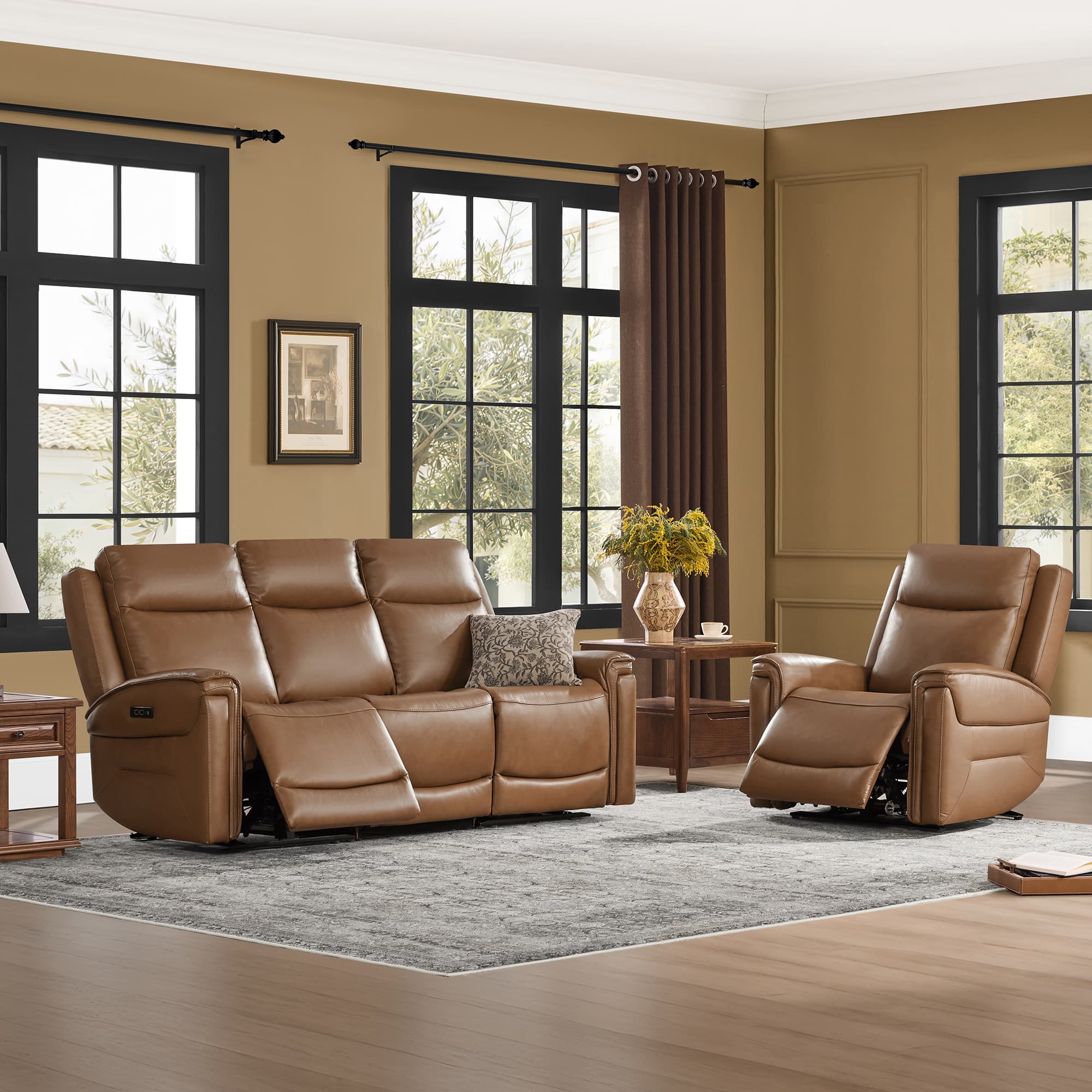 Leif Modern Top-Grain Leather Super Zero Gravity Reclining Sofa - Image 57