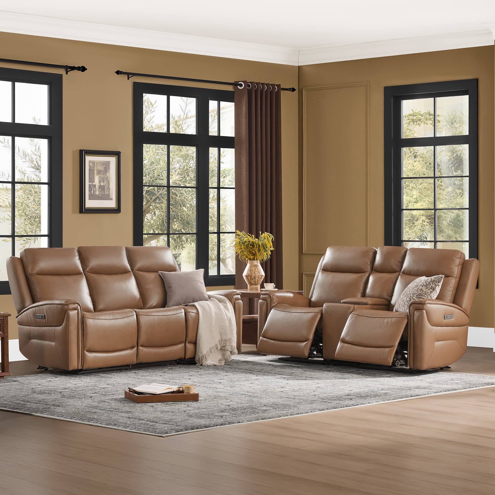 Leif Modern Top-Grain Leather Super Zero Gravity Reclining Sofa - Image 60